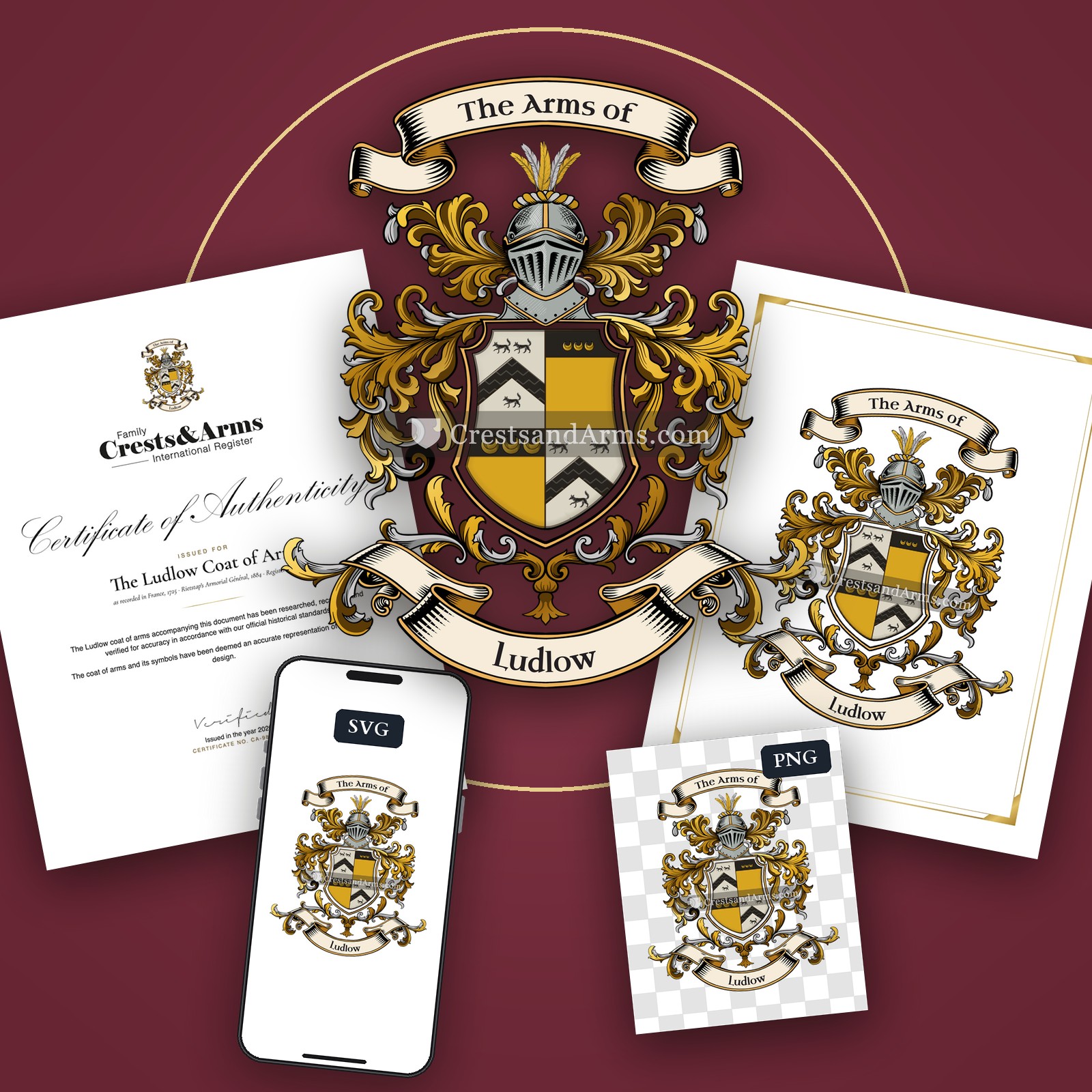 The Ludlow arms on the coat of arms — digital pack