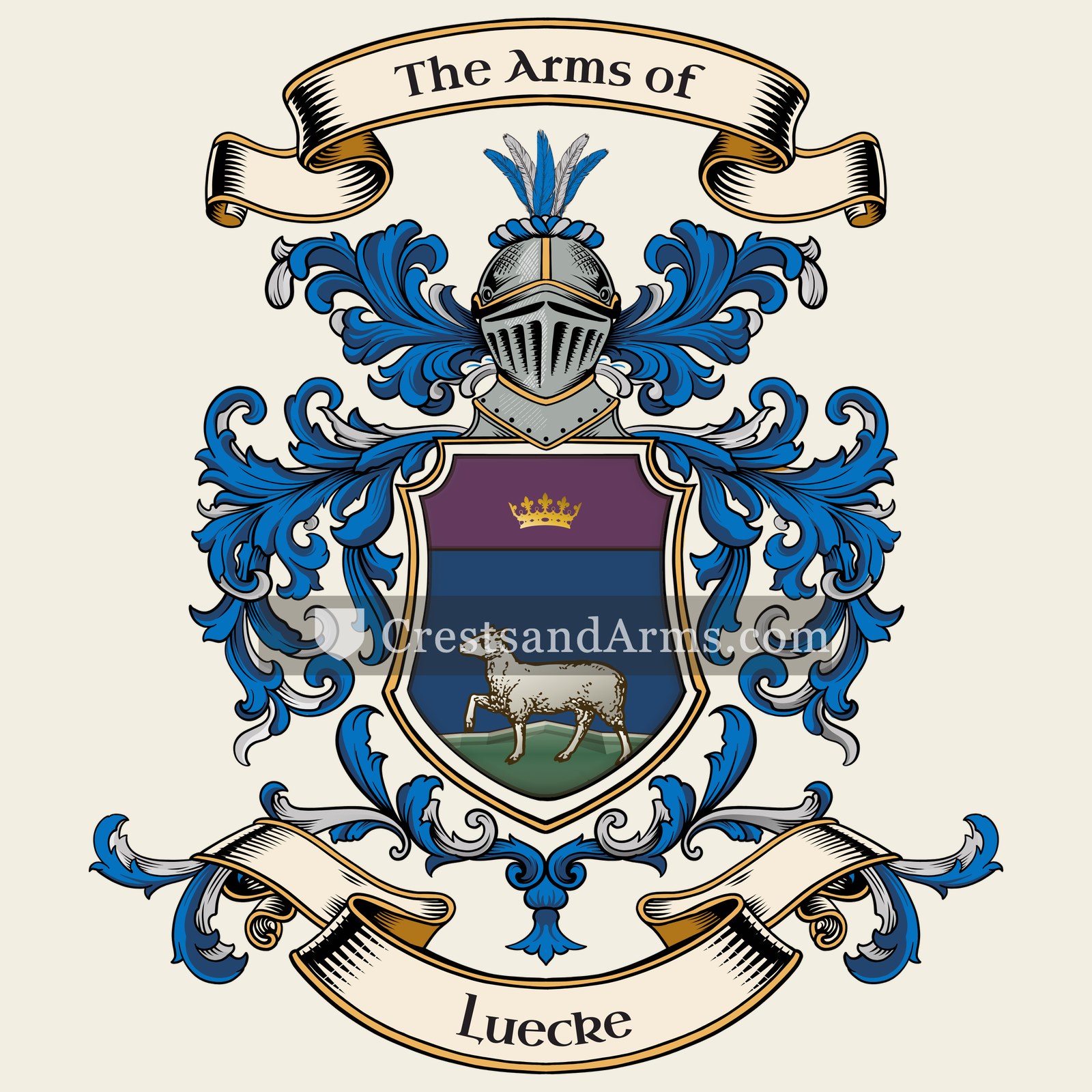 The Luecke coat of arms, drawn from the recorded blazon