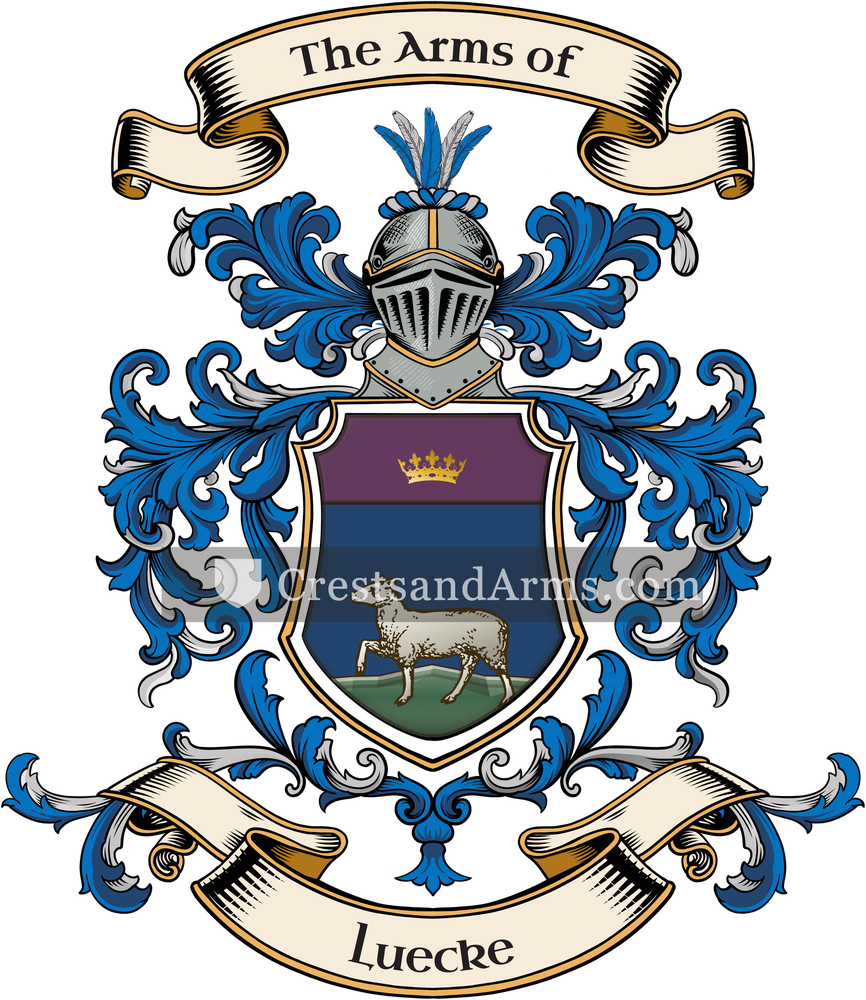 The Luecke coat of arms, drawn from the recorded blazon