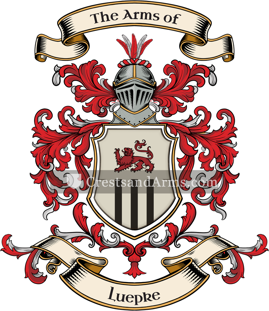 The Luepke coat of arms, drawn from the recorded blazon