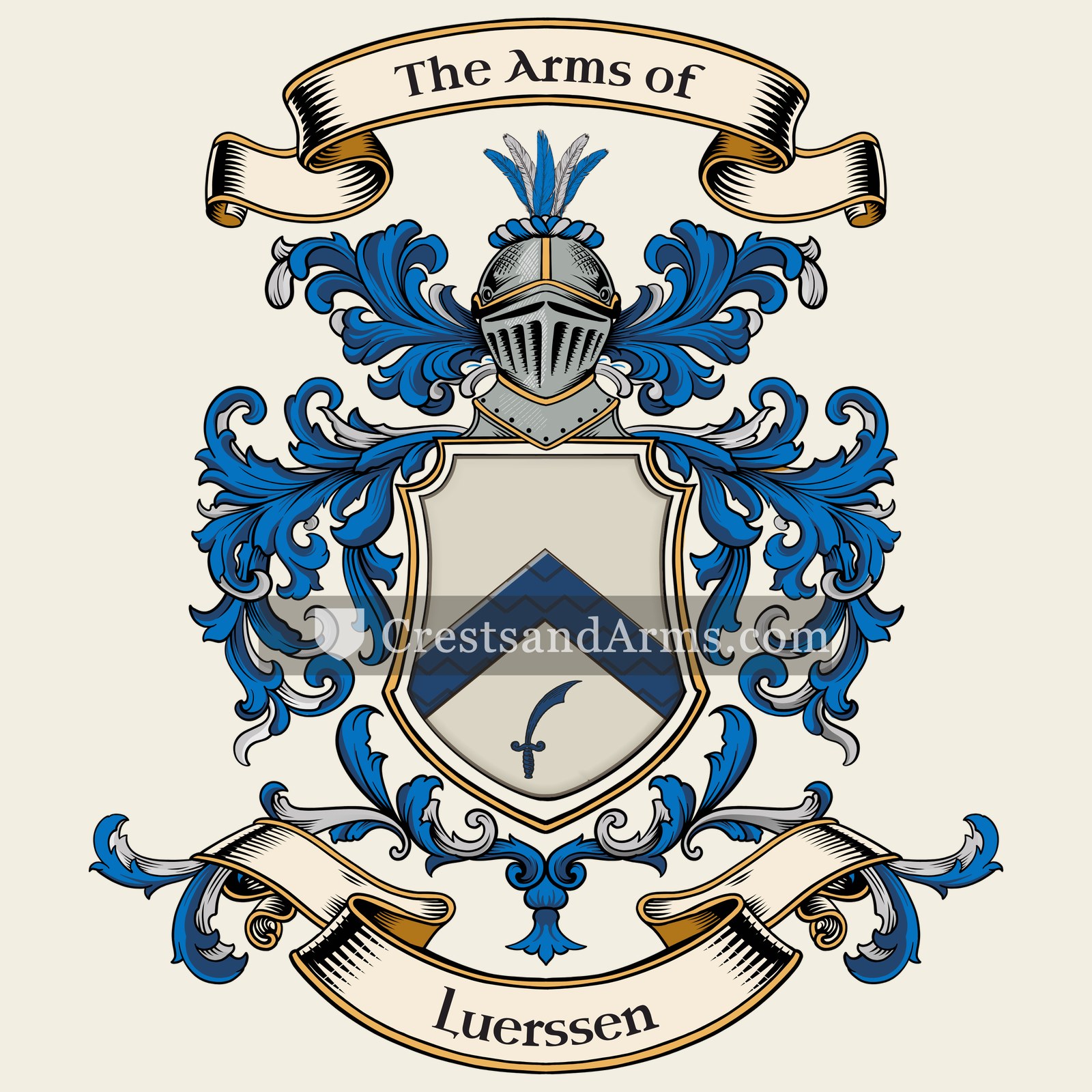 The Luerssen coat of arms, drawn from the recorded blazon
