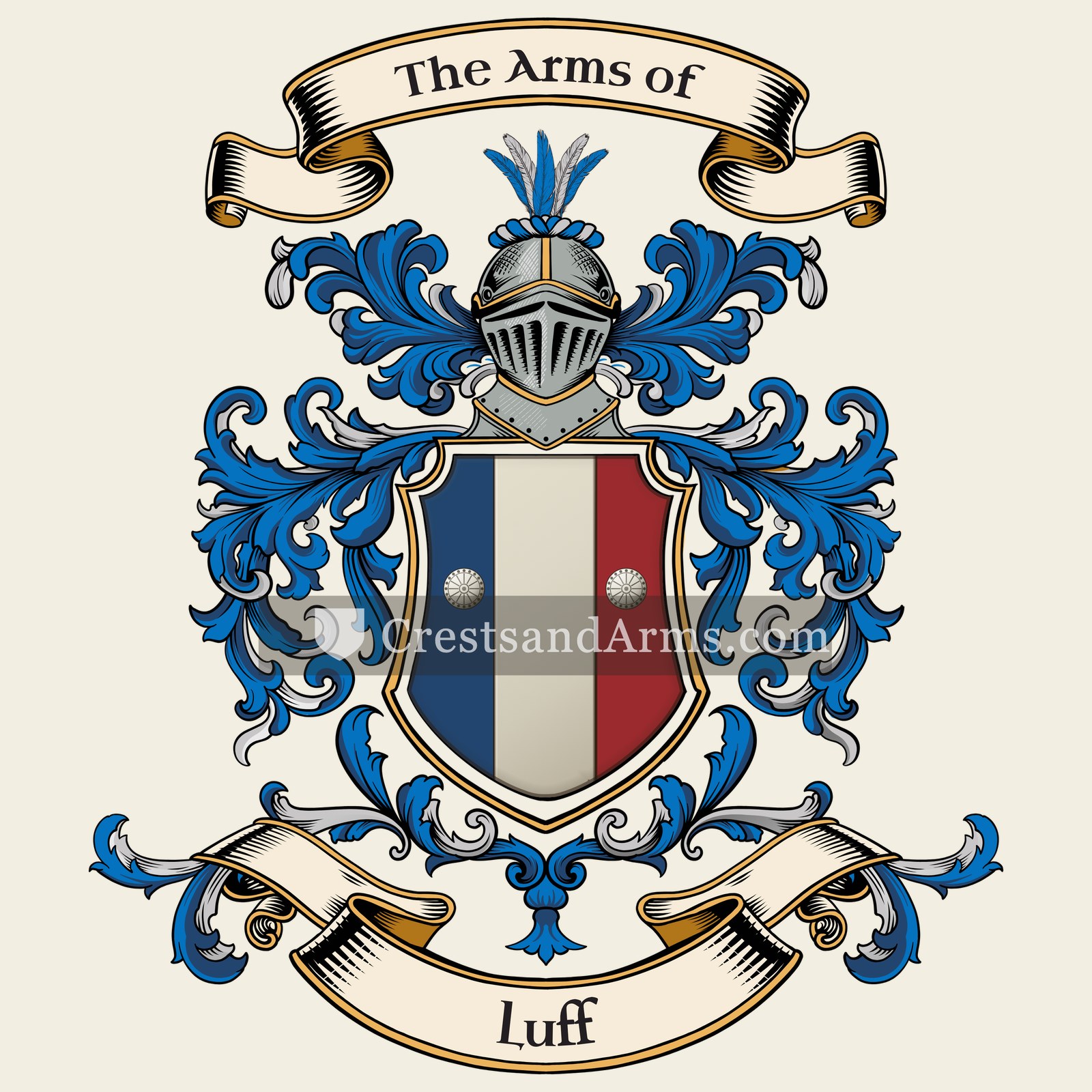 The Luff coat of arms, drawn from the recorded blazon