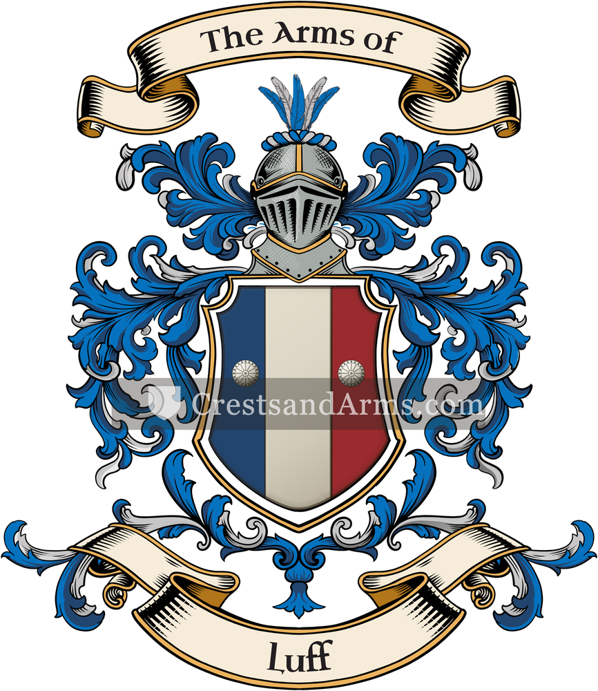 The Luff coat of arms, drawn from the recorded blazon