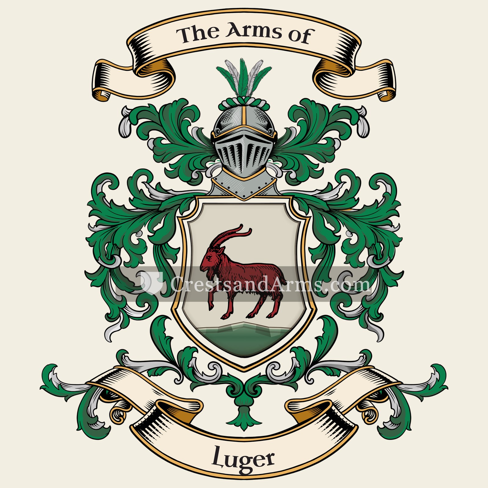 The Luger coat of arms, drawn from the recorded blazon