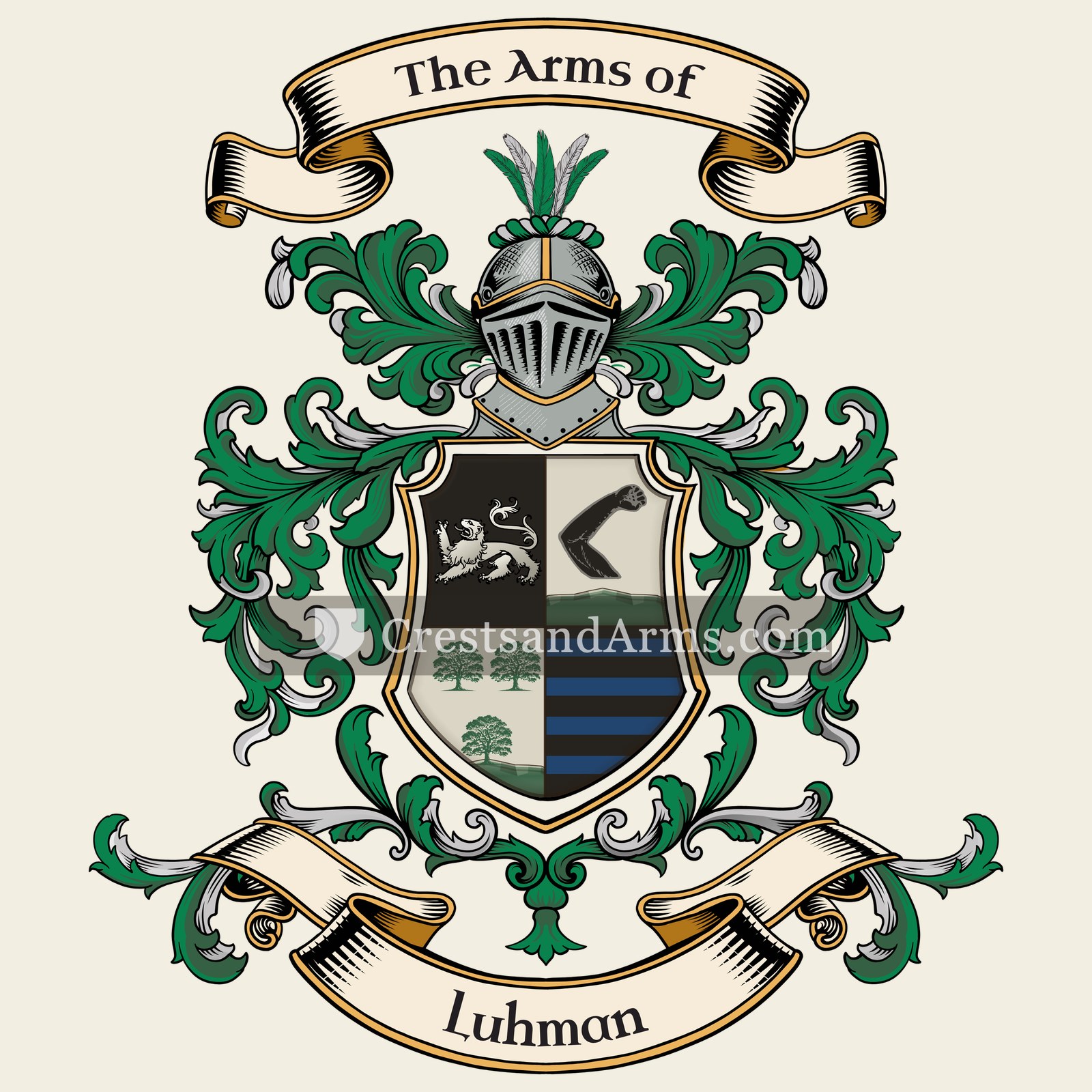 The Luhman coat of arms, drawn from the recorded blazon