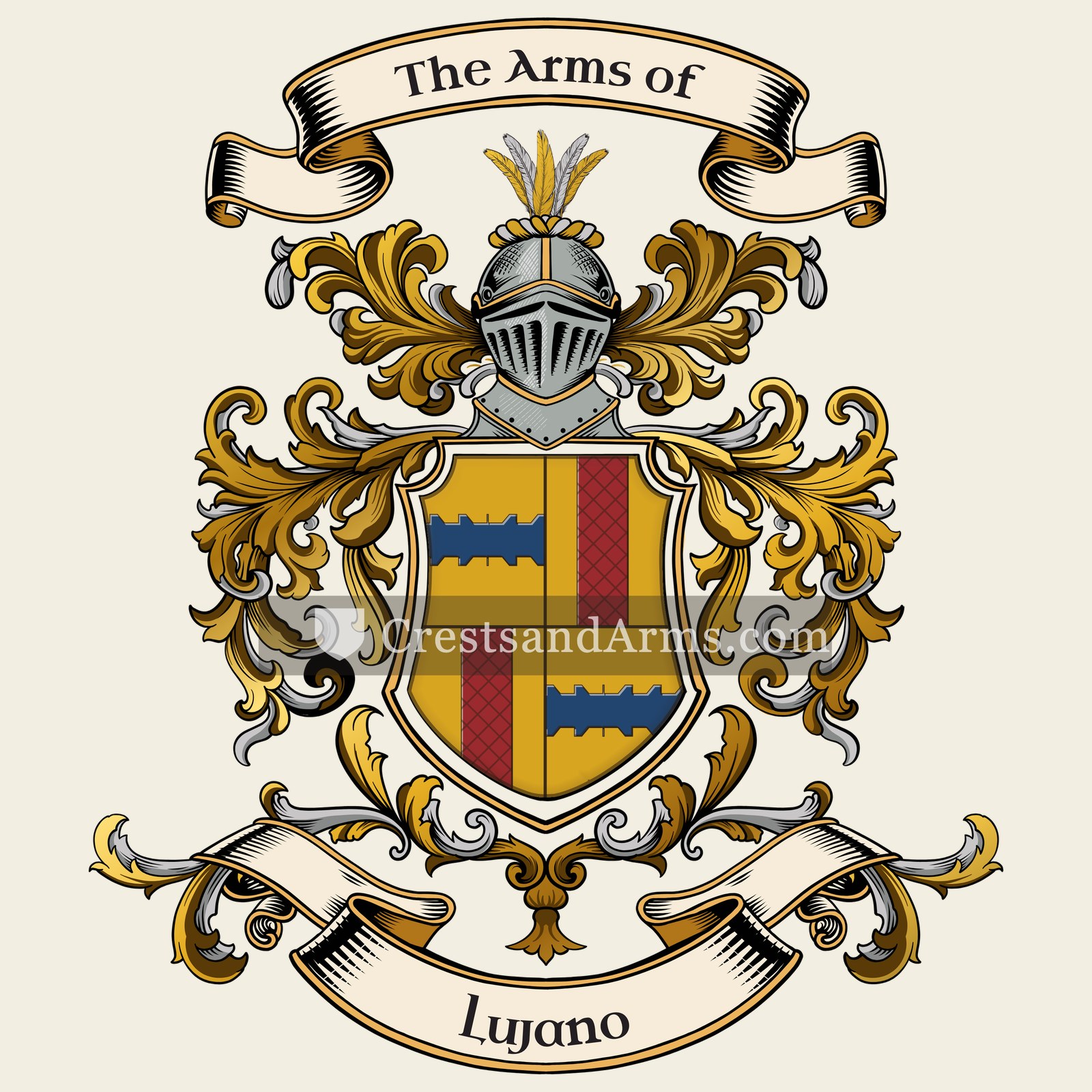 The Lujano coat of arms, drawn from the recorded blazon