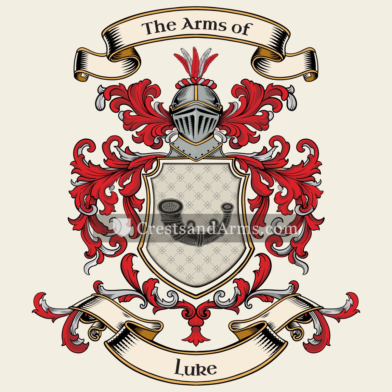 The Luke coat of arms, drawn from the recorded blazon