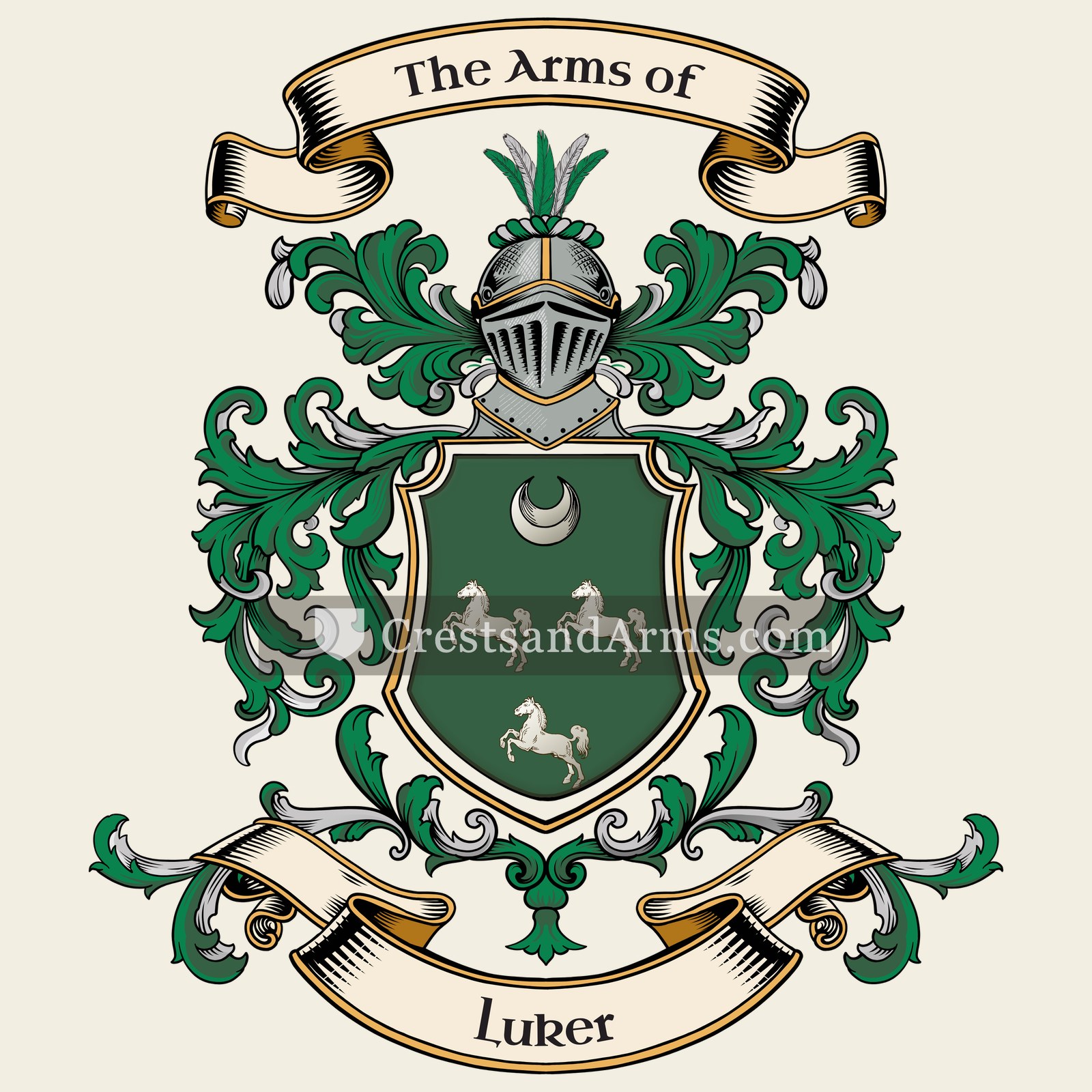 The Luker coat of arms, drawn from the recorded blazon