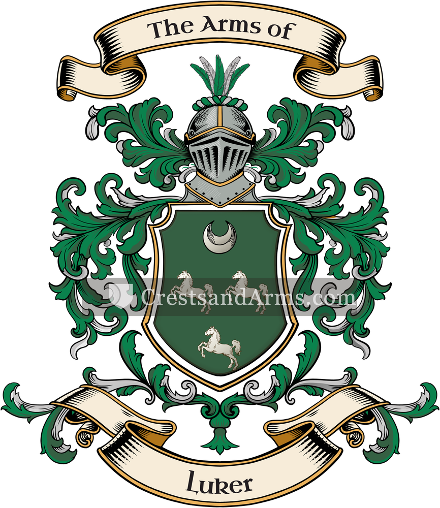 The Luker coat of arms, drawn from the recorded blazon