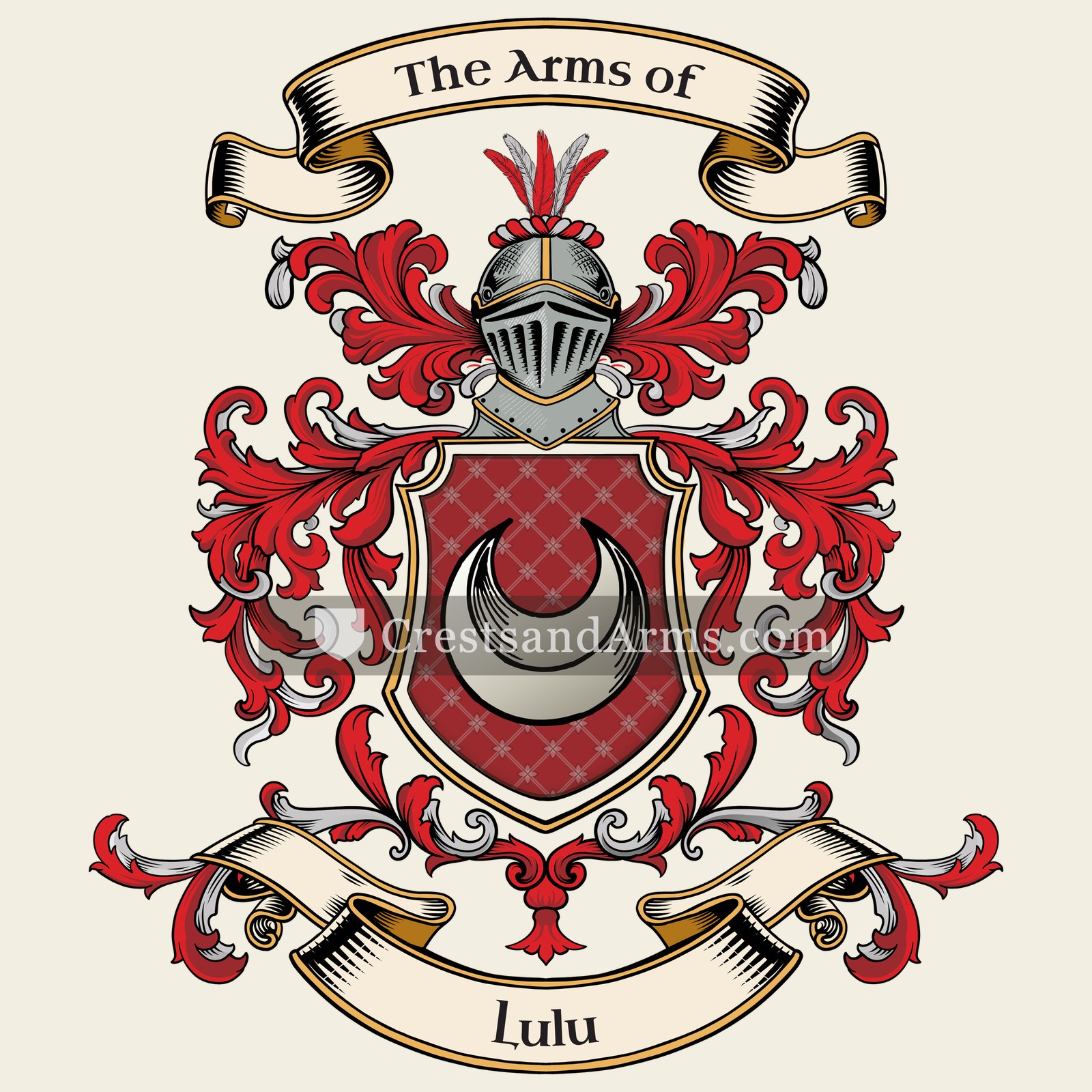 The Lulu coat of arms, drawn from the recorded blazon