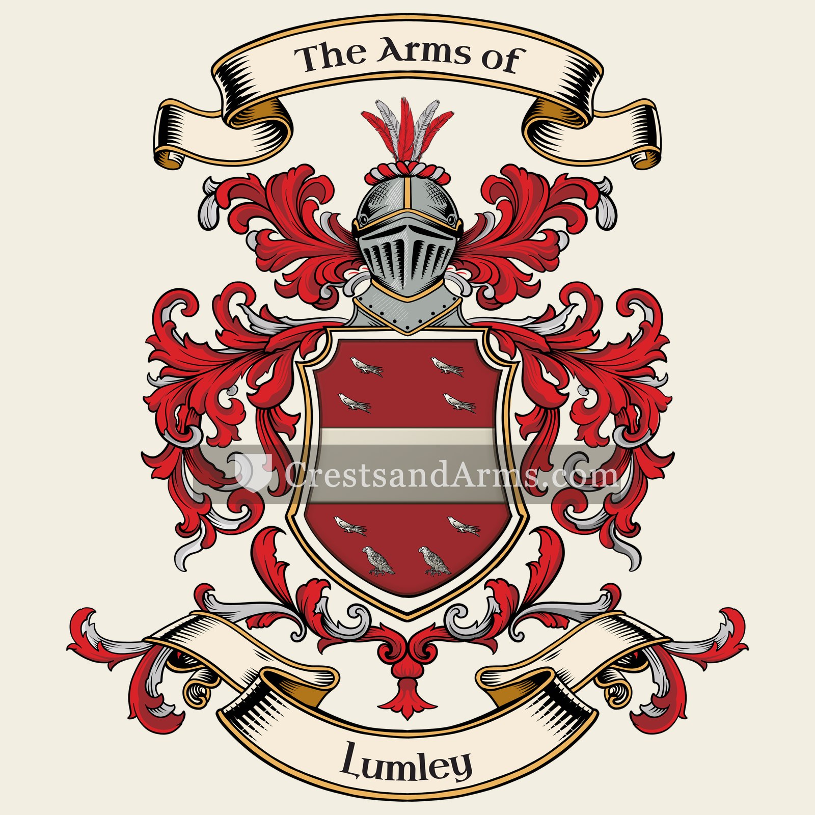 The Lumley coat of arms, drawn from the recorded blazon