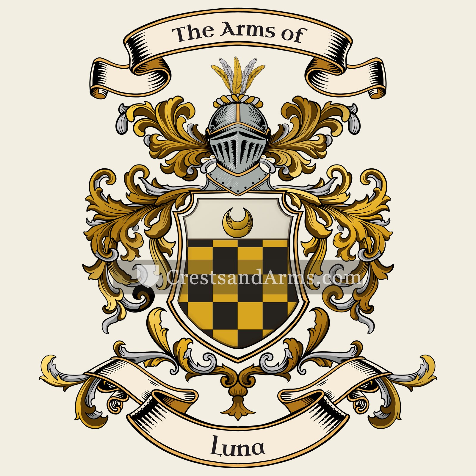 The Luna coat of arms, drawn from the recorded blazon