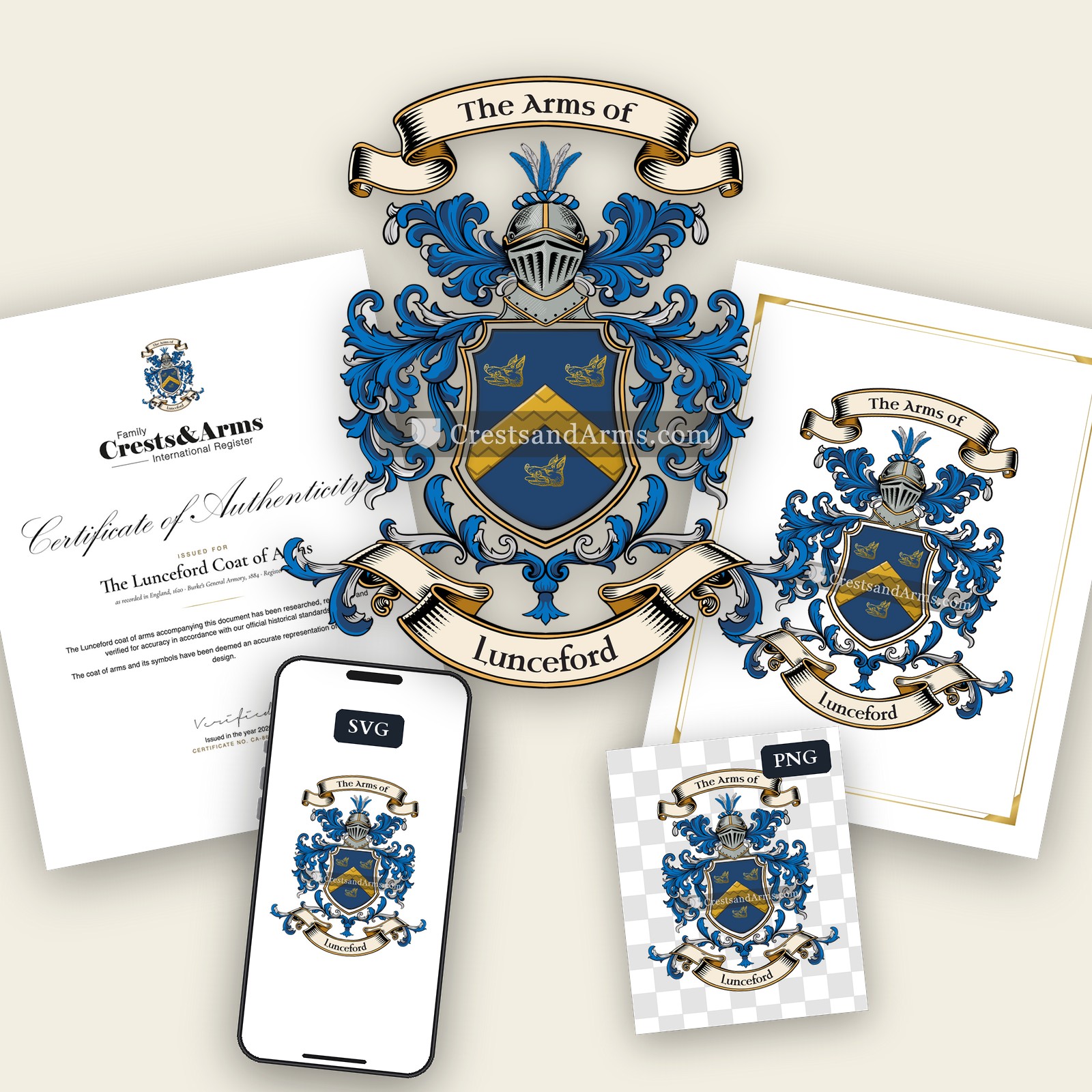 The Lunceford arms on the coat of arms — digital pack