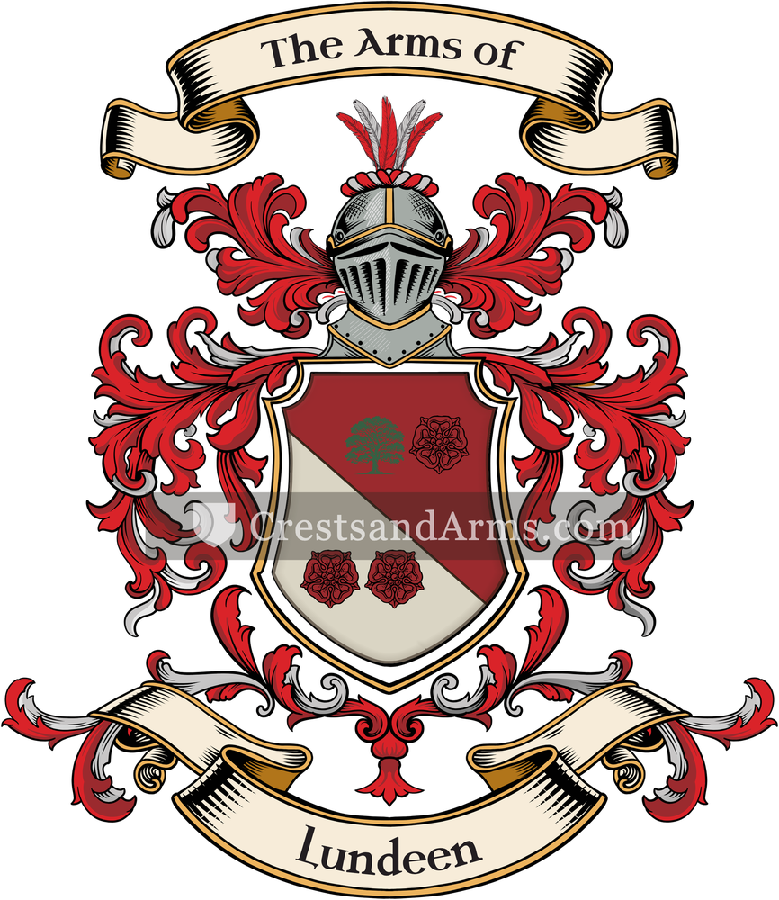 The Lundeen coat of arms, drawn from the recorded blazon