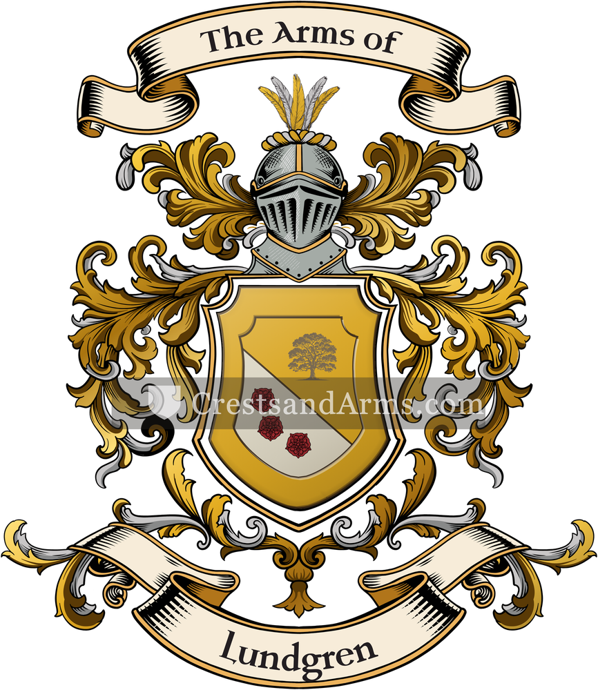 The Lundgren coat of arms, drawn from the recorded blazon