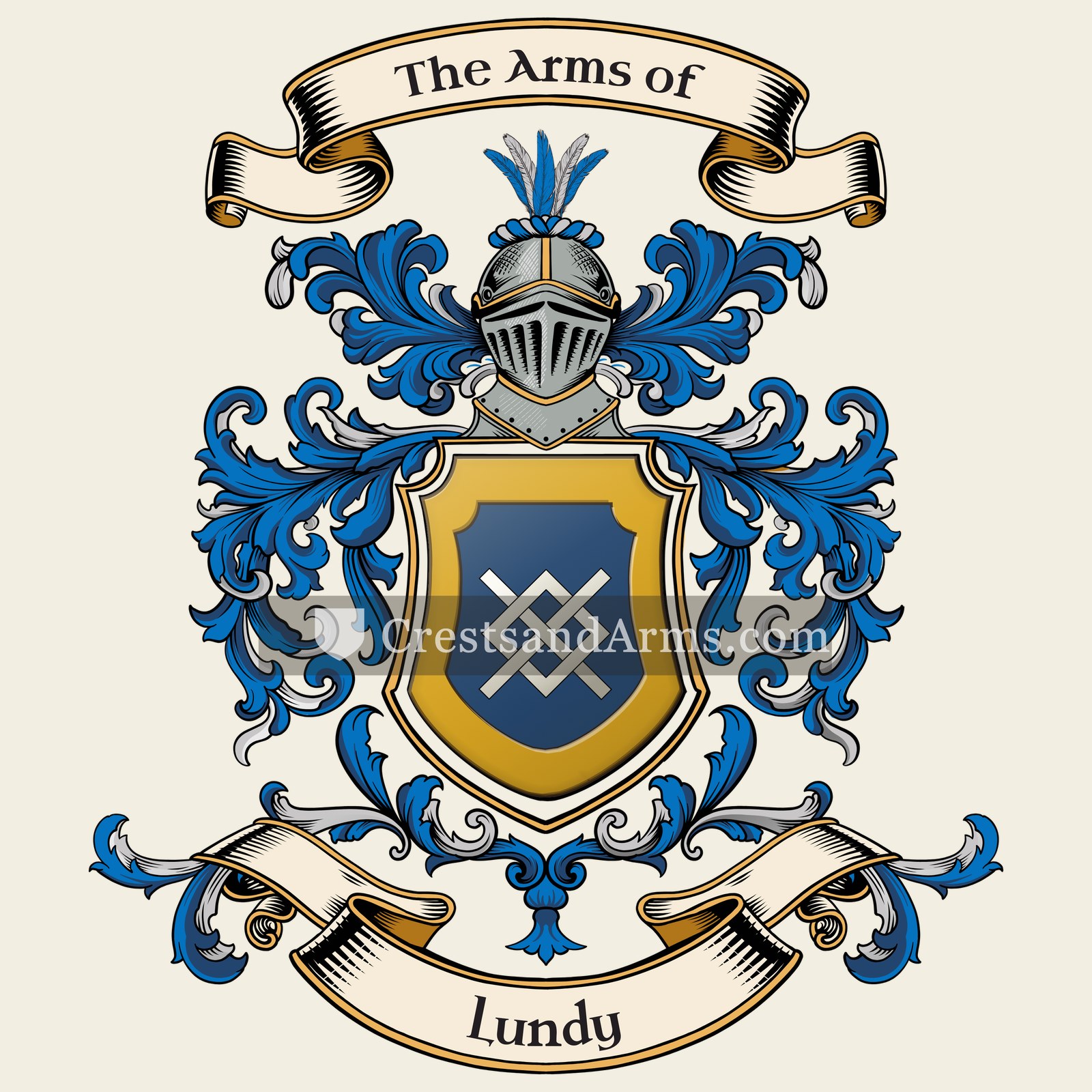 The Lundy coat of arms, drawn from the recorded blazon