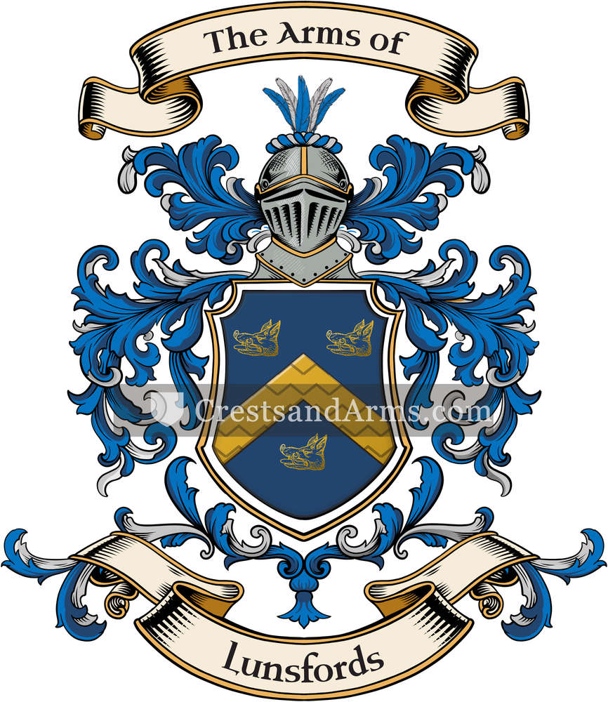 The Lunsfords coat of arms, drawn from the recorded blazon