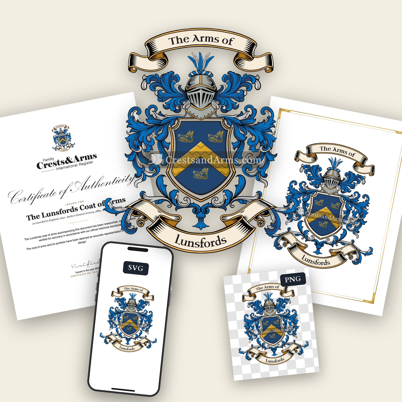 The Lunsfords arms on the coat of arms — digital pack