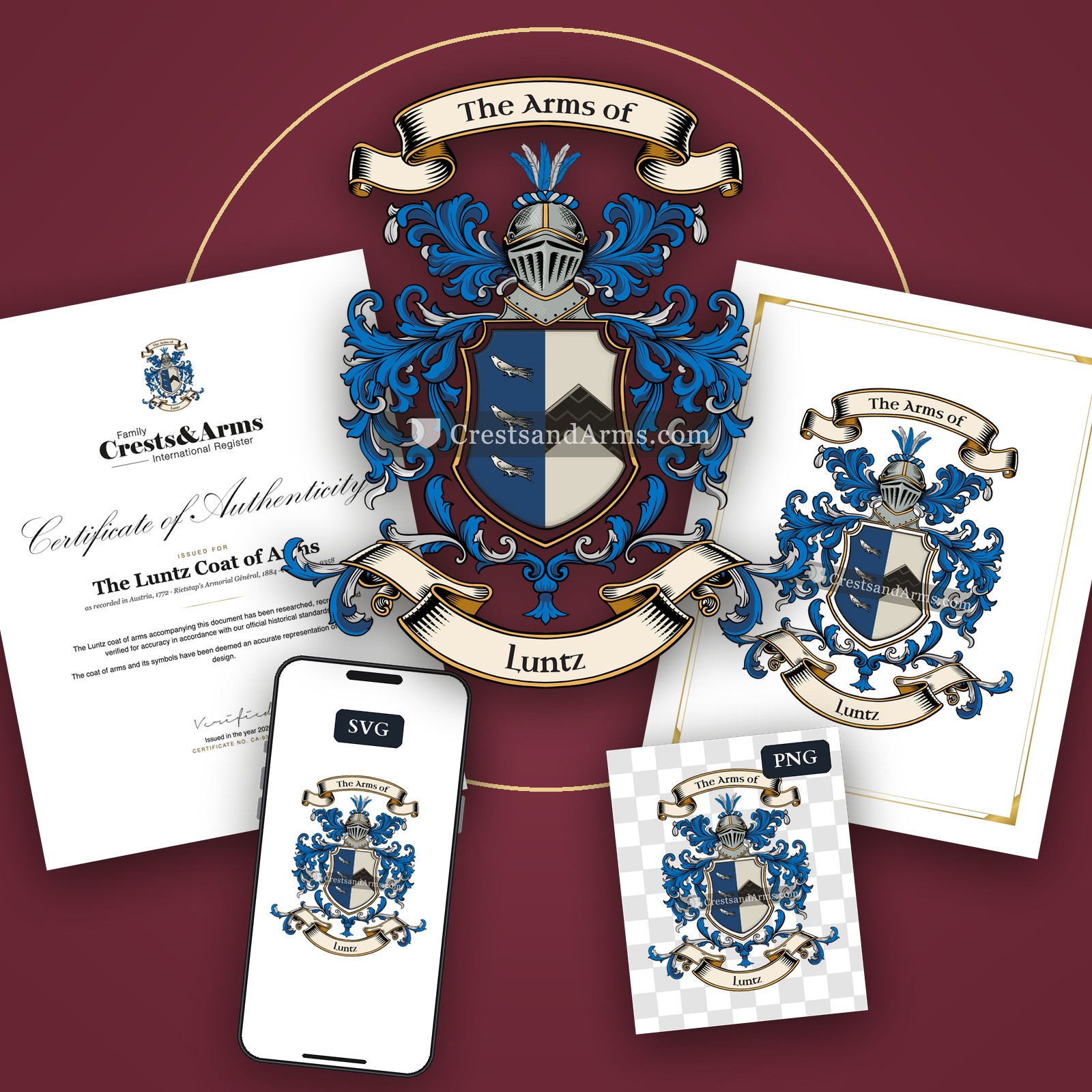 The Luntz arms on the coat of arms — digital pack