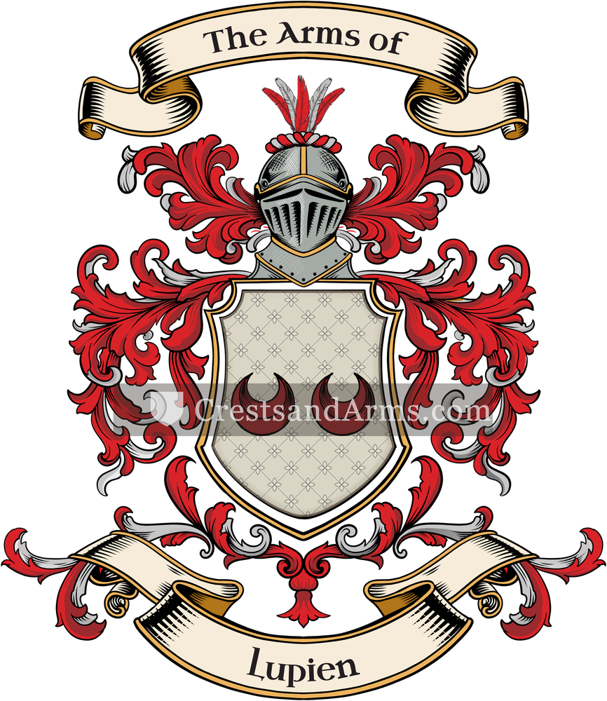 The Lupien coat of arms, drawn from the recorded blazon