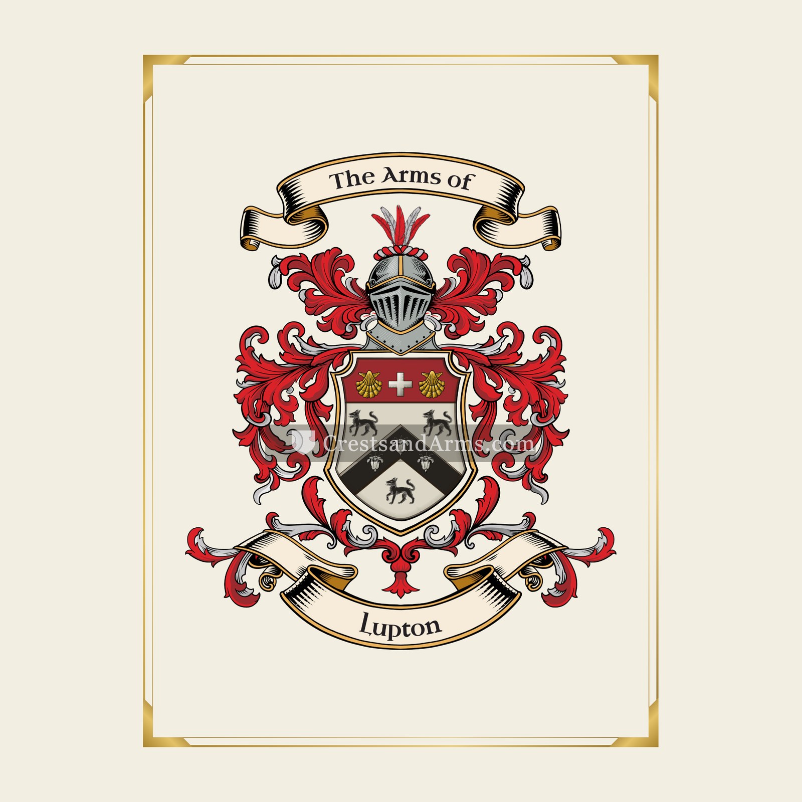 With gold border