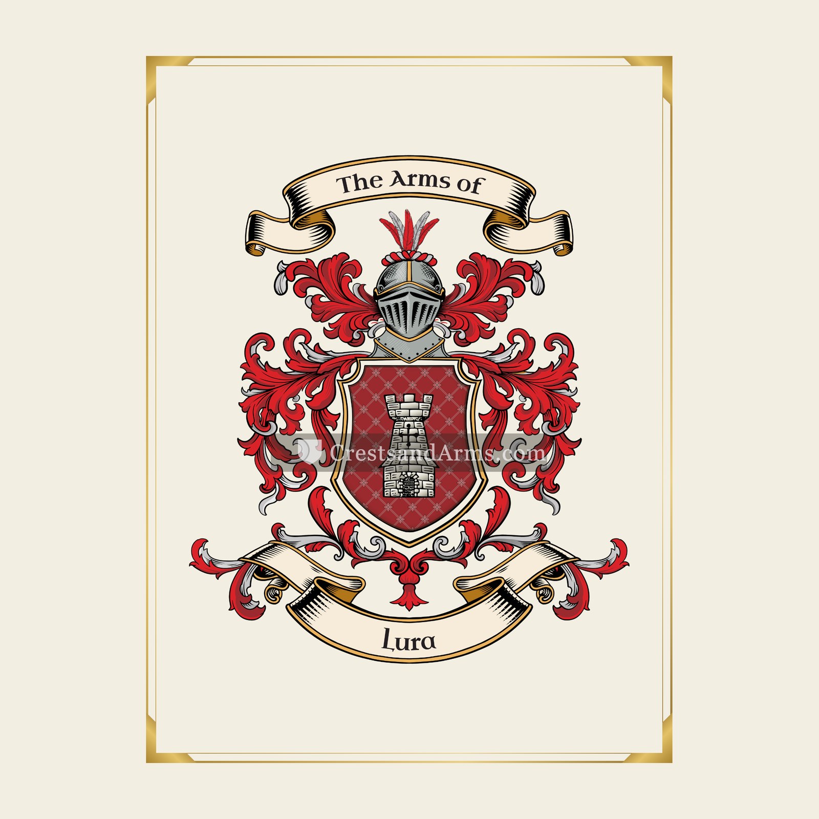 With gold border