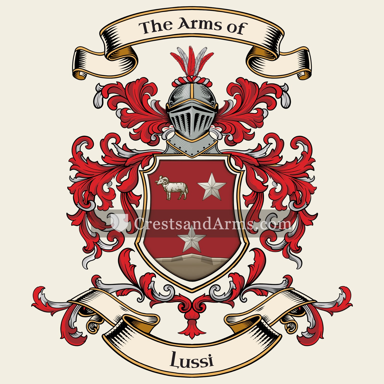 The Lussi coat of arms, drawn from the recorded blazon