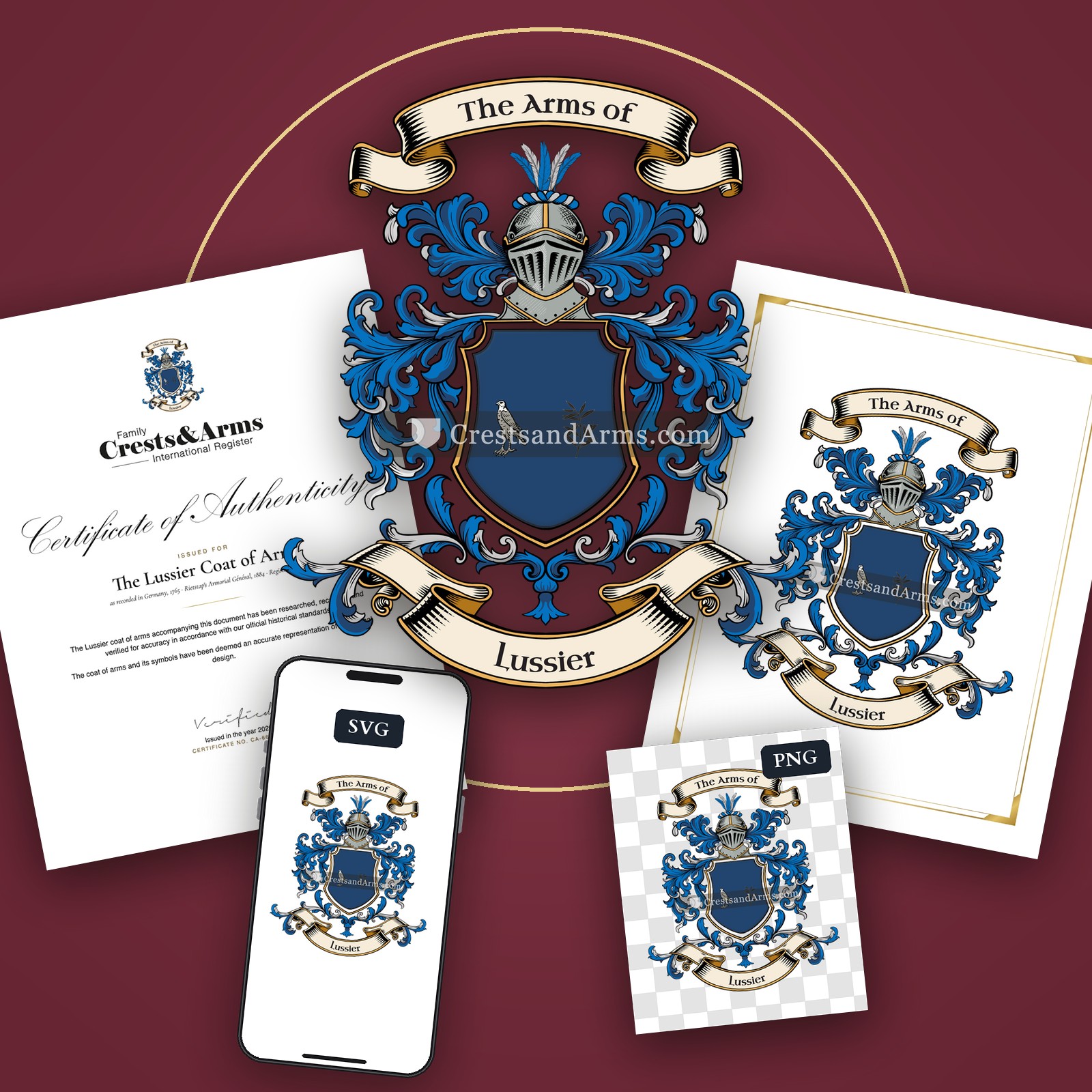 The Lussier arms on the coat of arms — digital pack