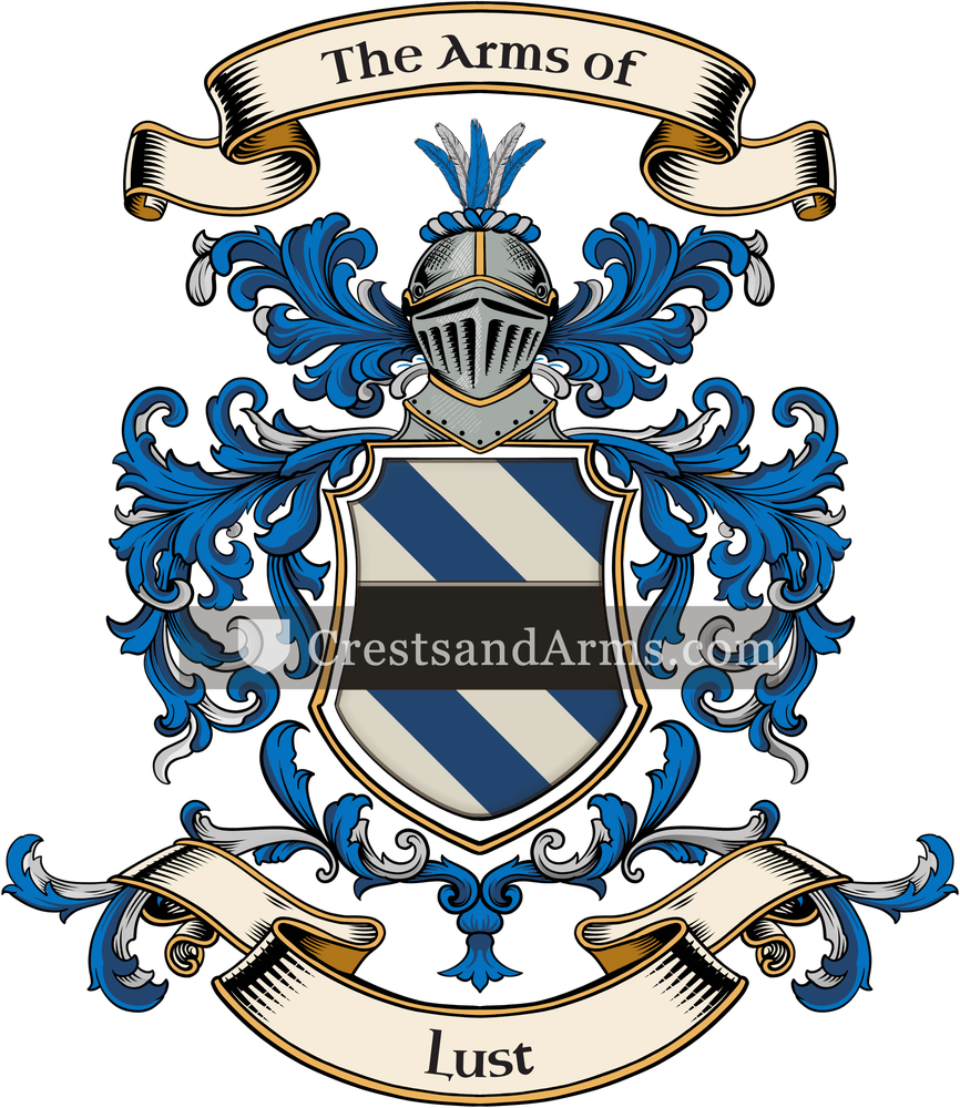 The Lust coat of arms, drawn from the recorded blazon