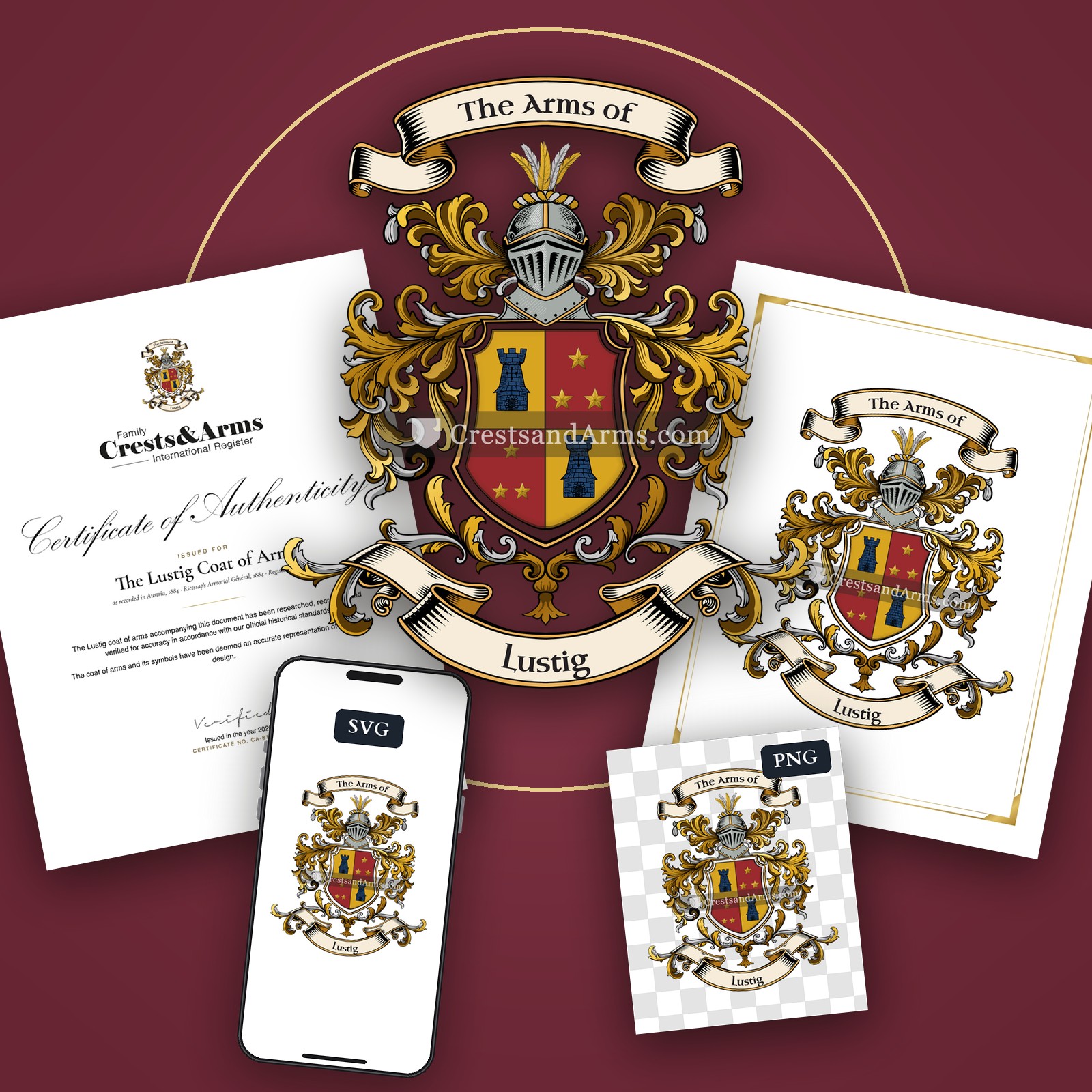 The Lustig arms on the coat of arms — digital pack