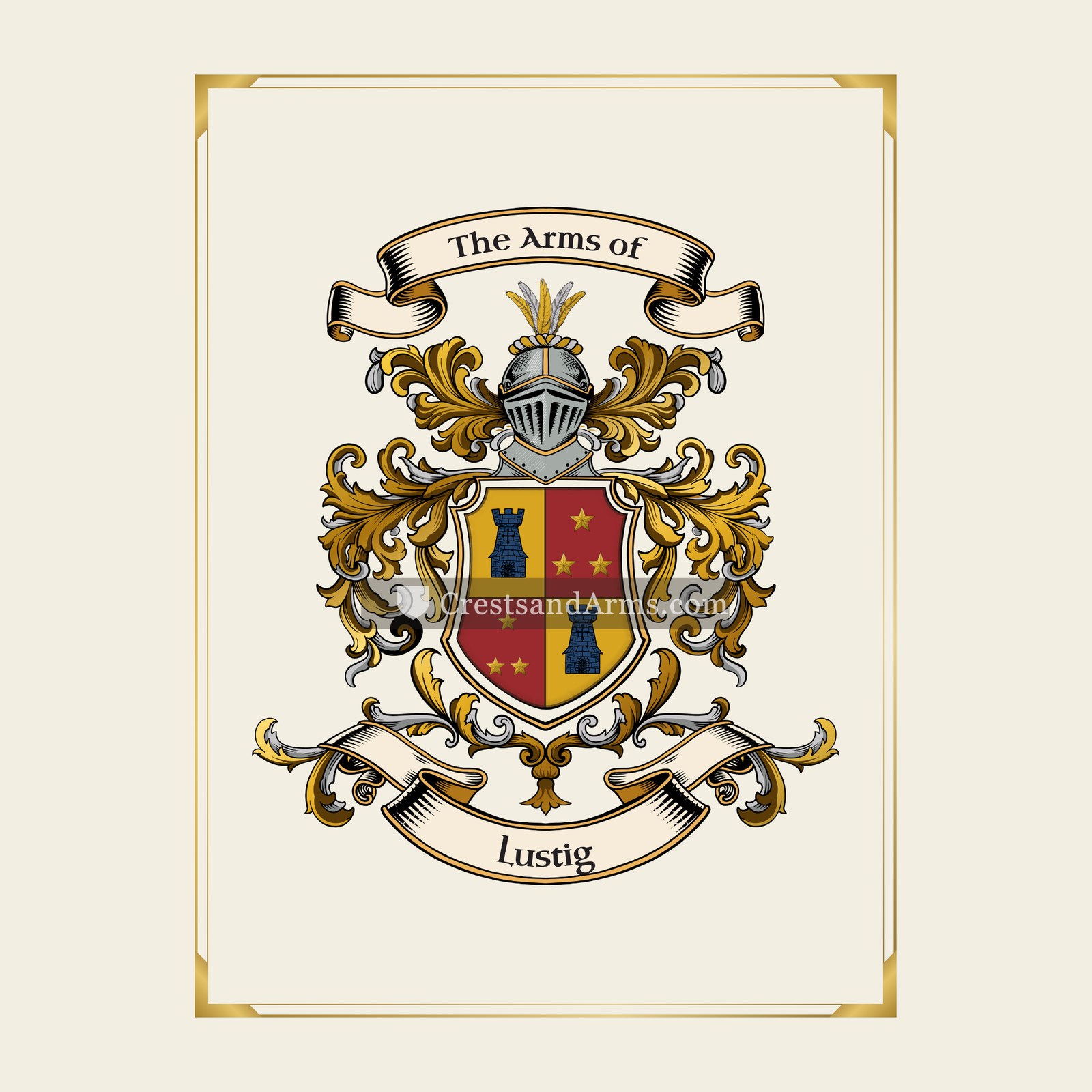 With gold border