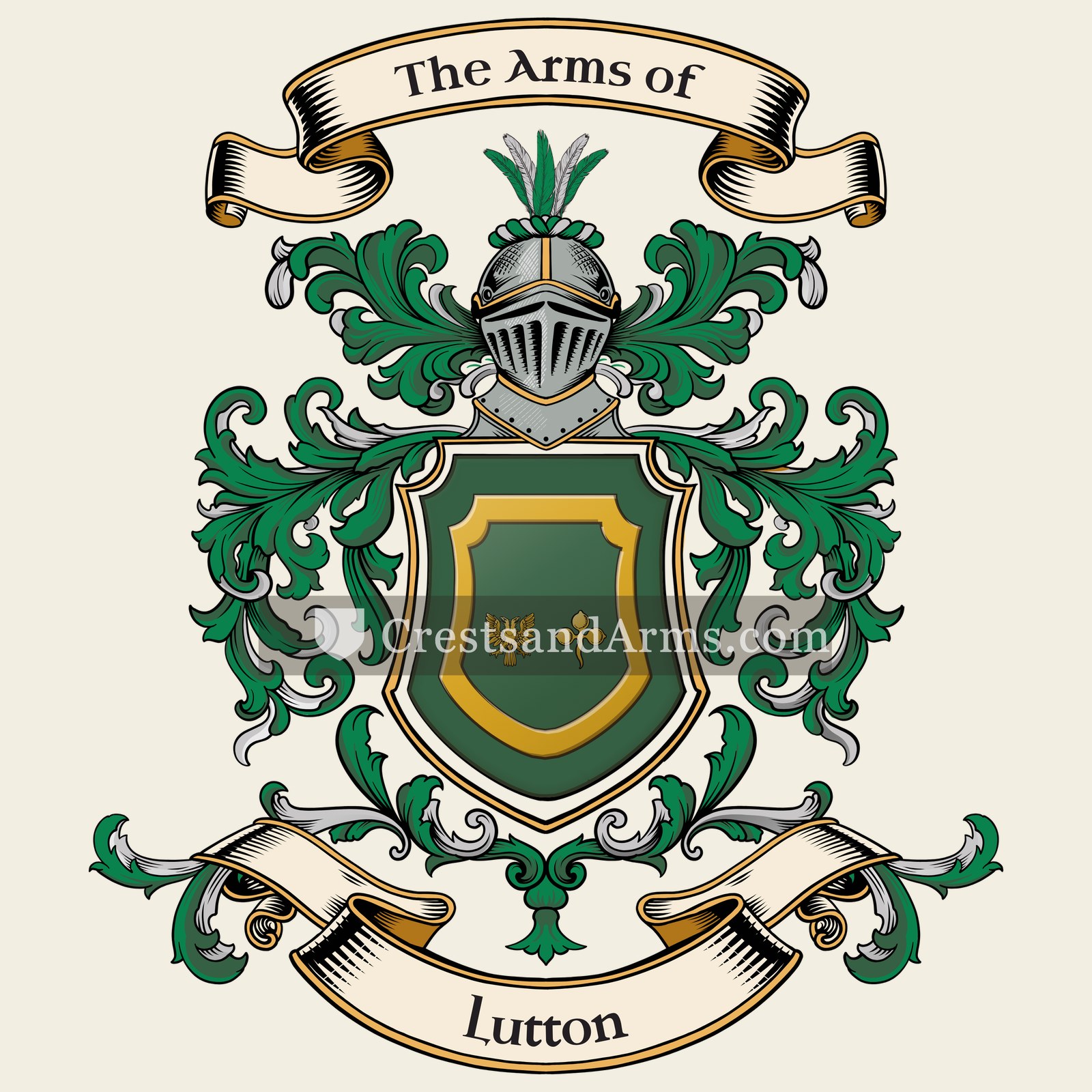 The Lutton coat of arms, drawn from the recorded blazon
