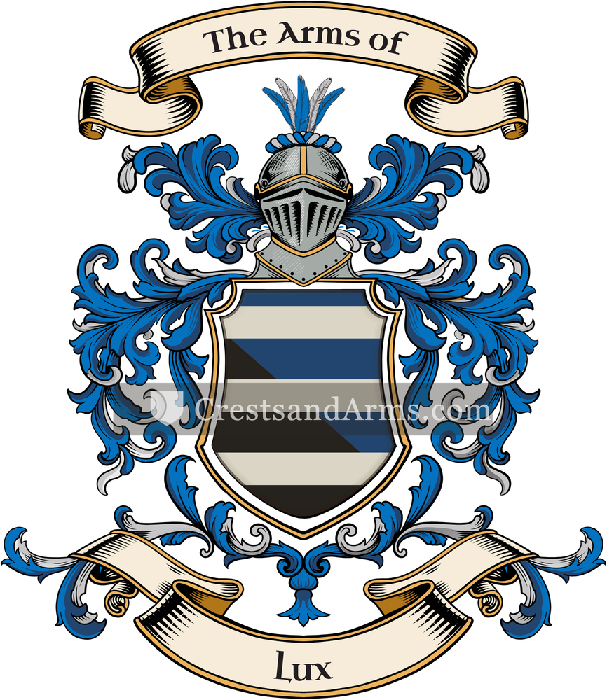 The Lux coat of arms, drawn from the recorded blazon
