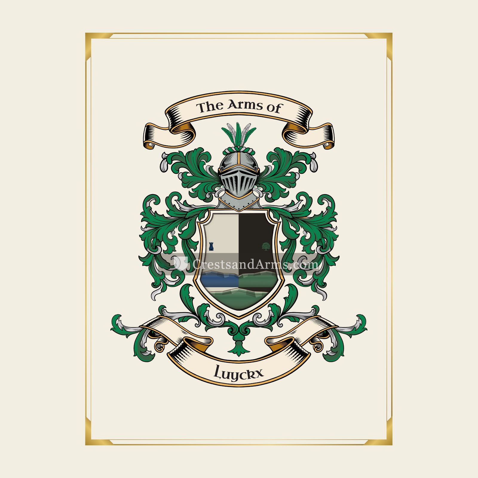 With gold border