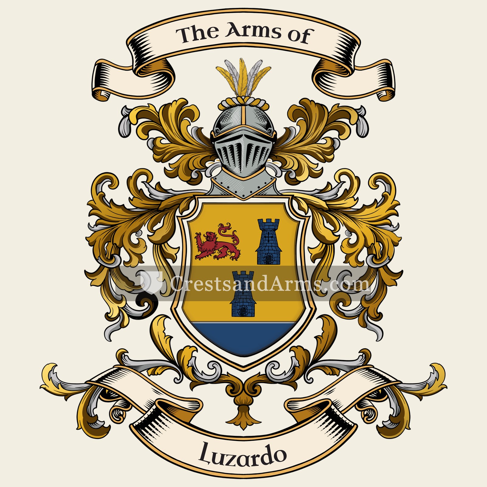 The Luzardo coat of arms, drawn from the recorded blazon
