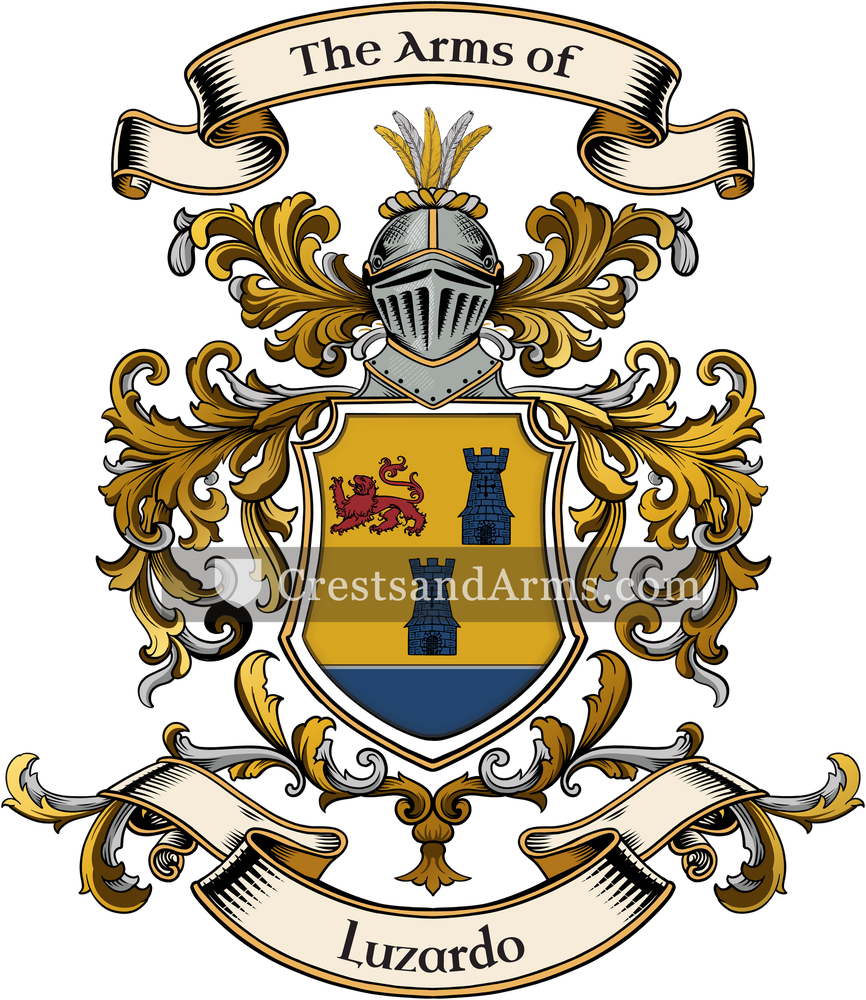 The Luzardo coat of arms, drawn from the recorded blazon
