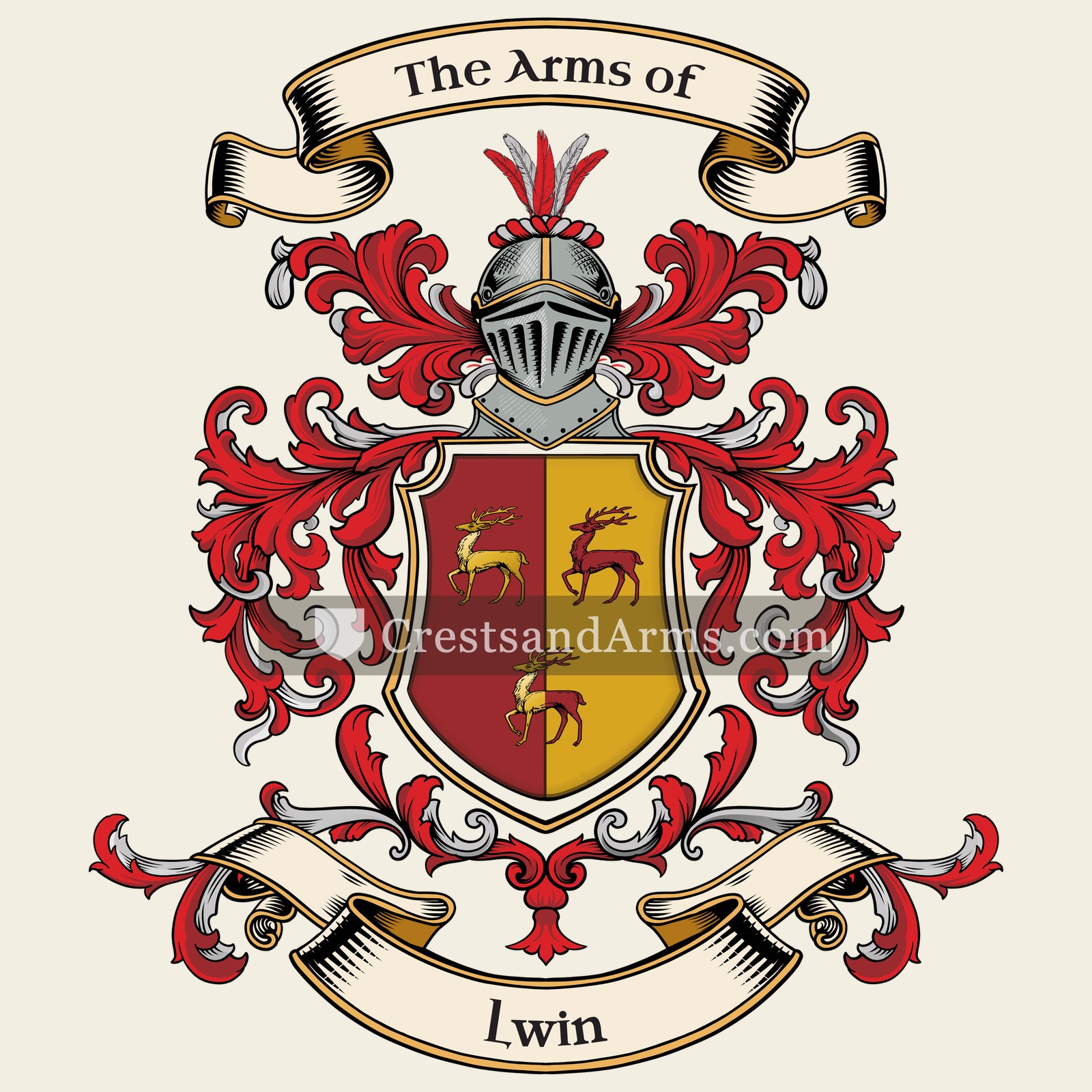The Lwin coat of arms, drawn from the recorded blazon