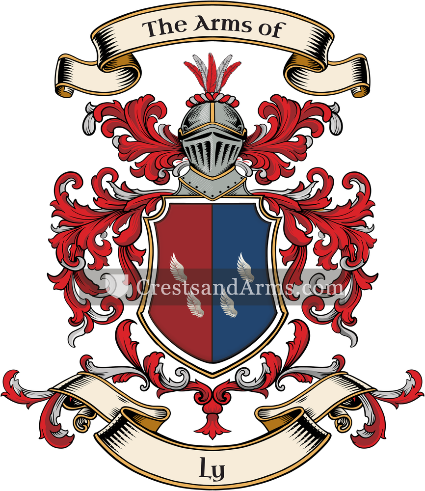 The Ly coat of arms, drawn from the recorded blazon