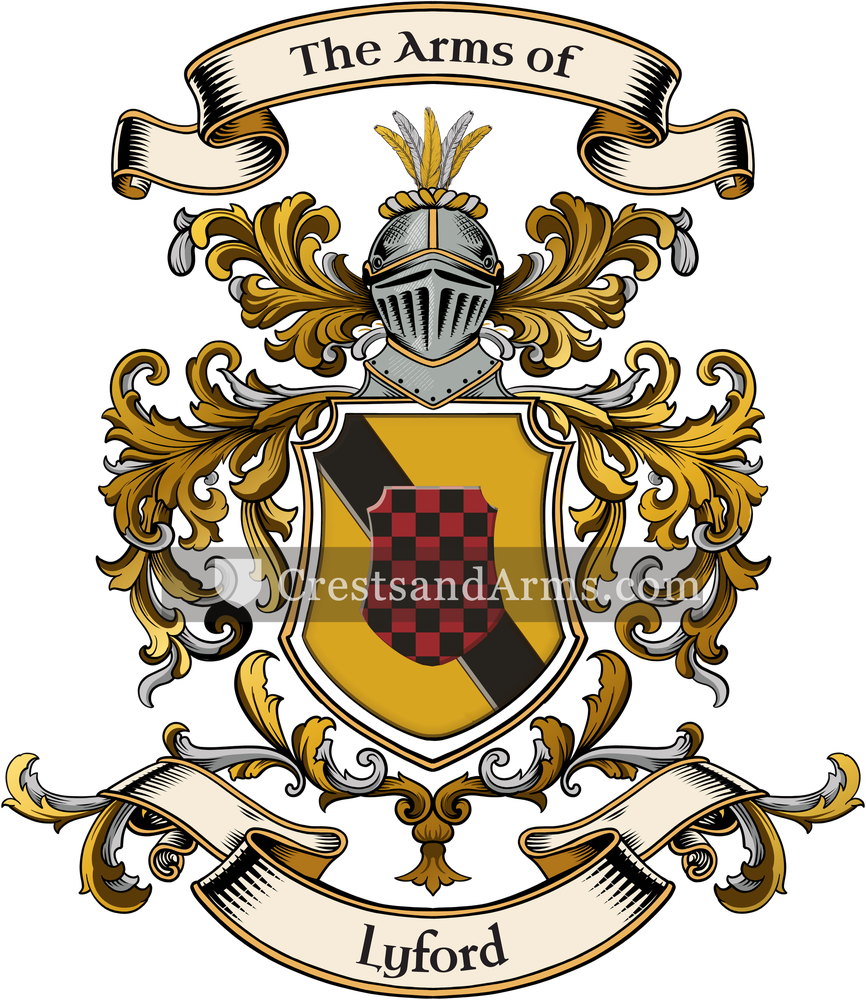 The Lyford coat of arms, drawn from the recorded blazon