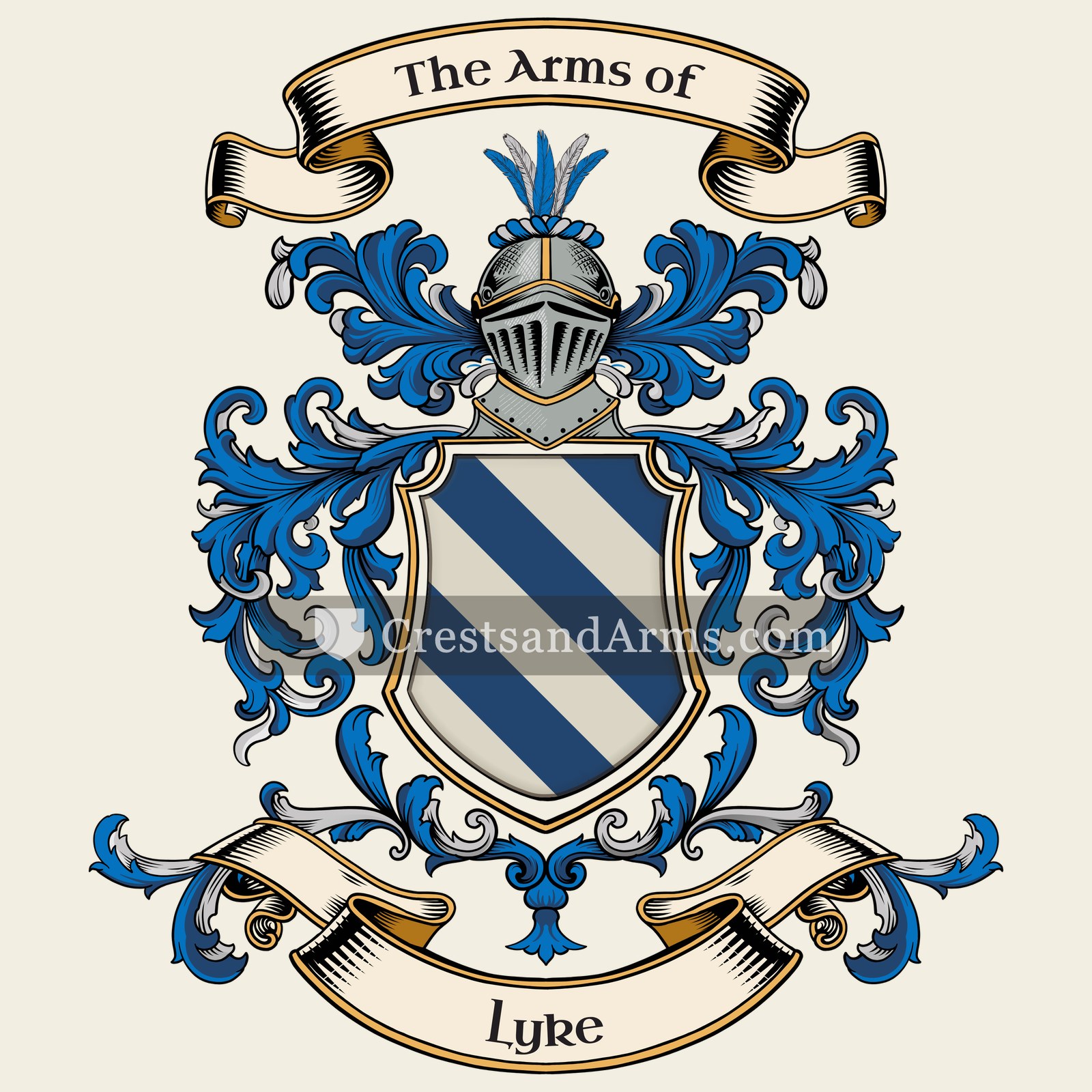 The Lyke coat of arms, drawn from the recorded blazon