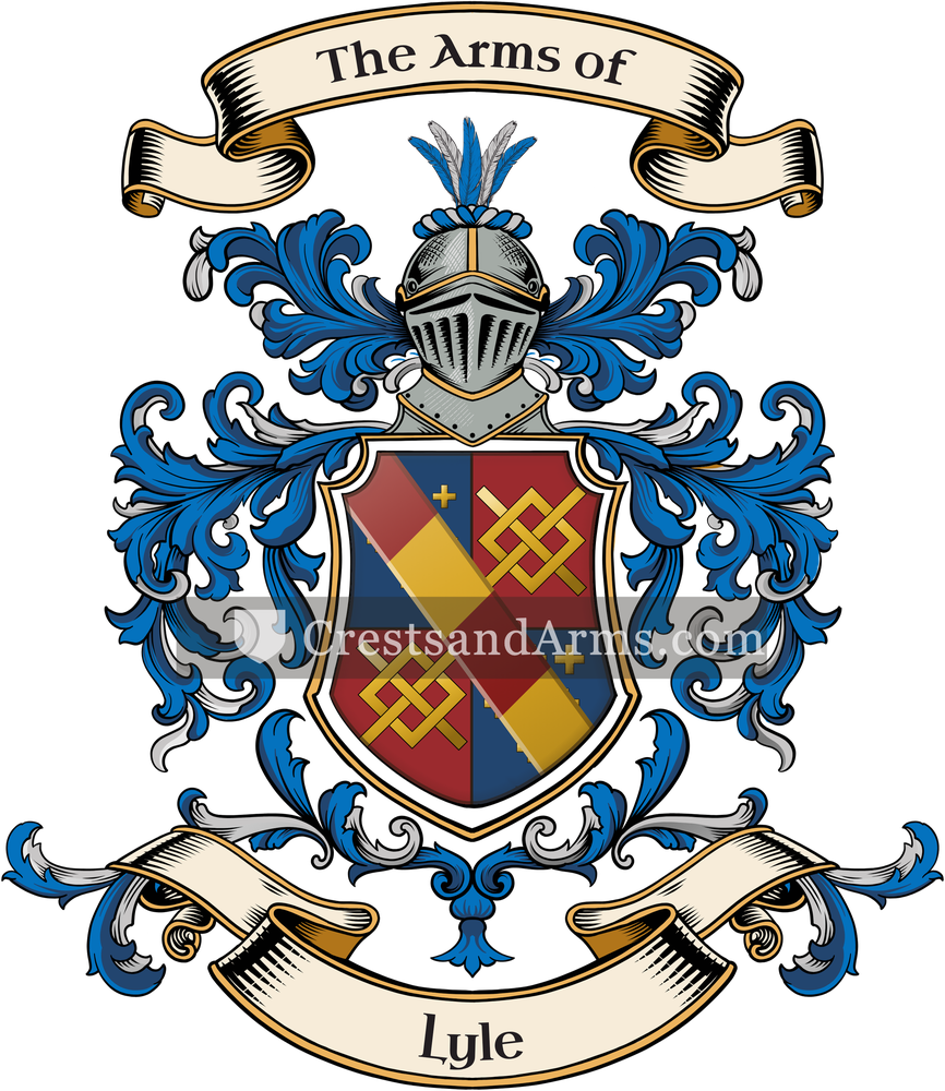 The Lyle coat of arms, drawn from the recorded blazon