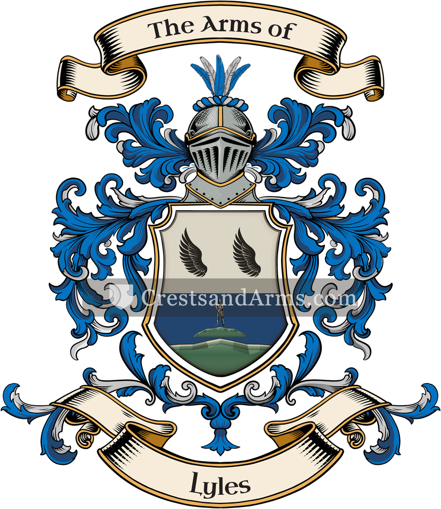 The Lyles coat of arms, drawn from the recorded blazon