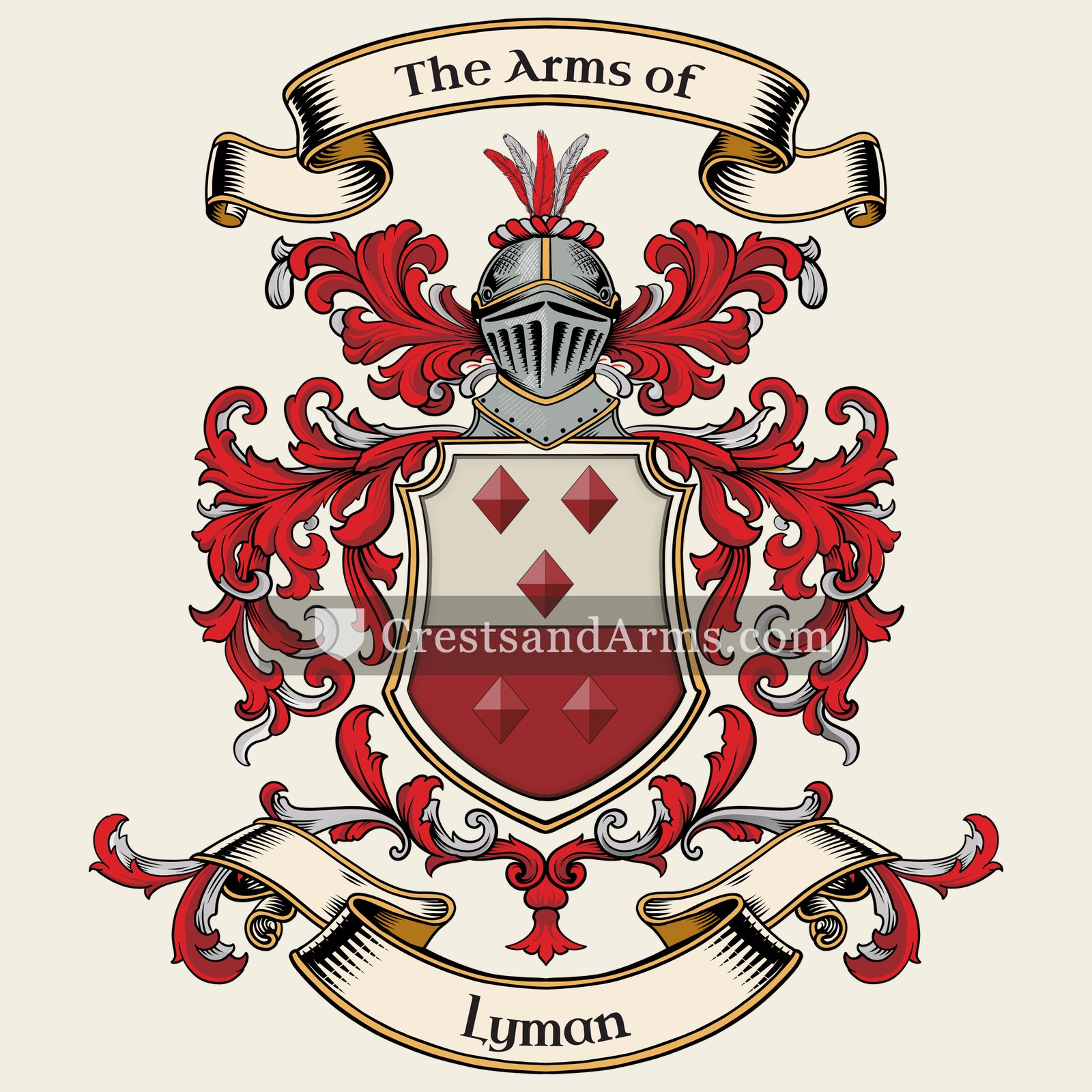 The Lyman coat of arms, drawn from the recorded blazon