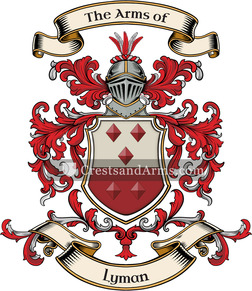 The Lyman coat of arms, drawn from the recorded blazon