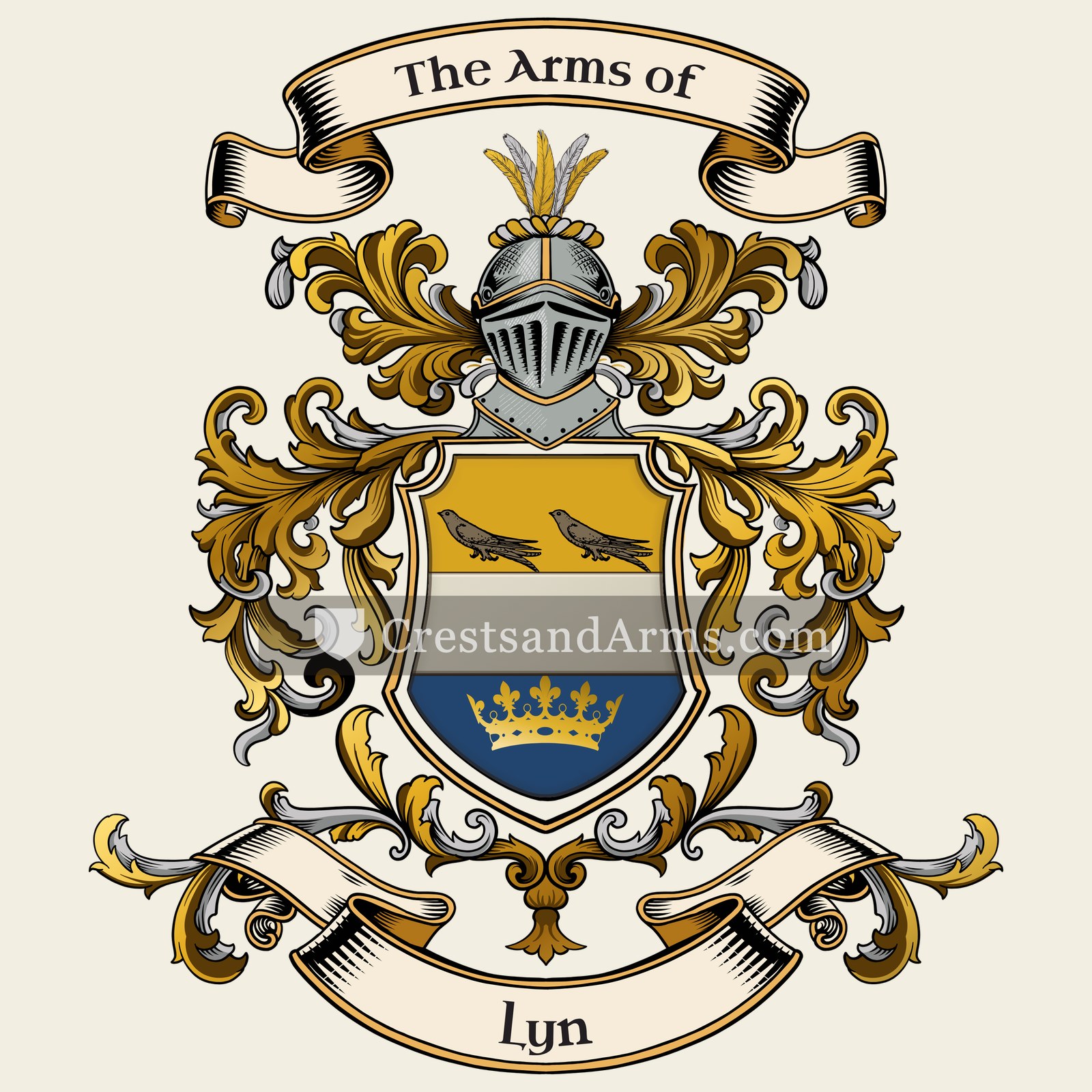 The Lyn coat of arms, drawn from the recorded blazon