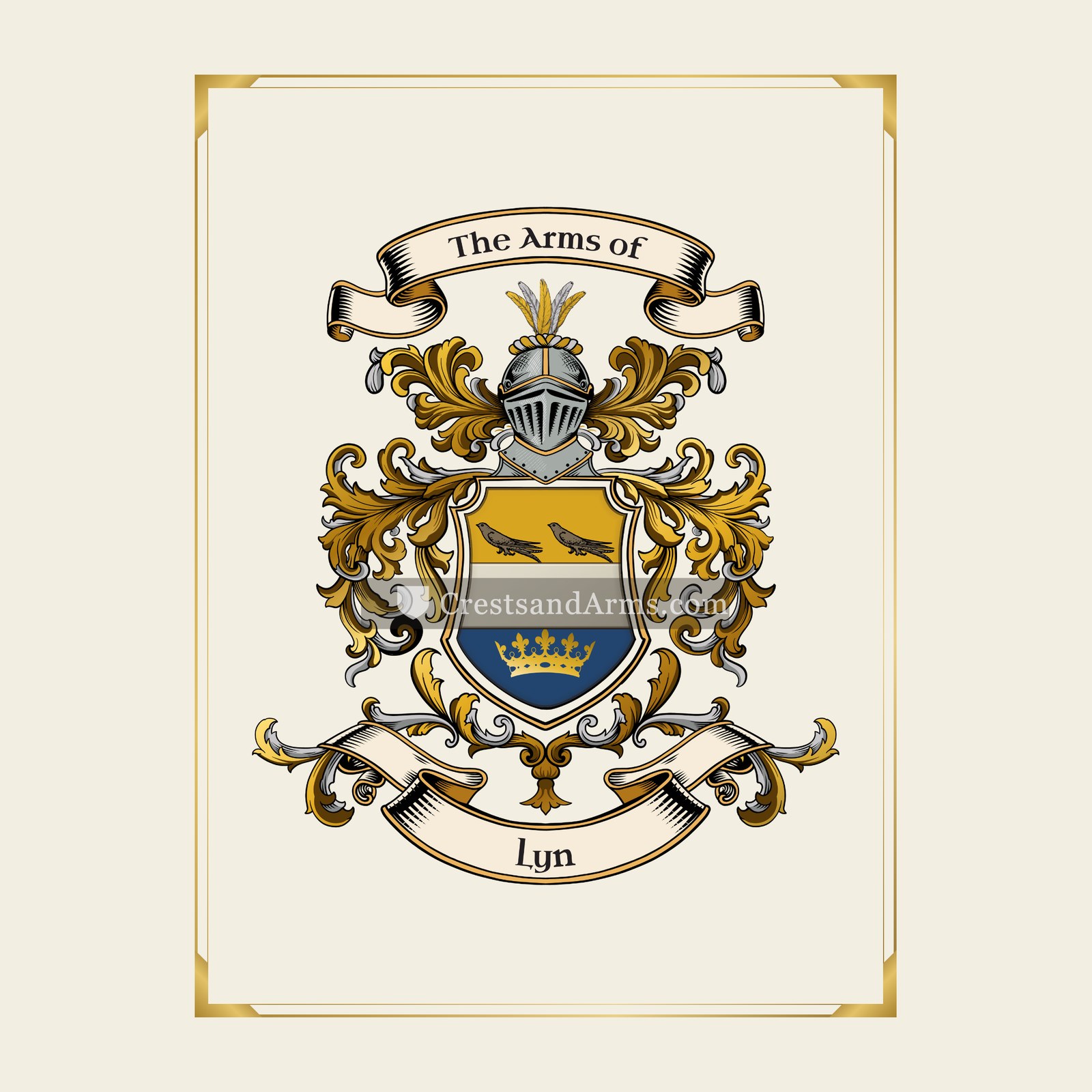 With gold border