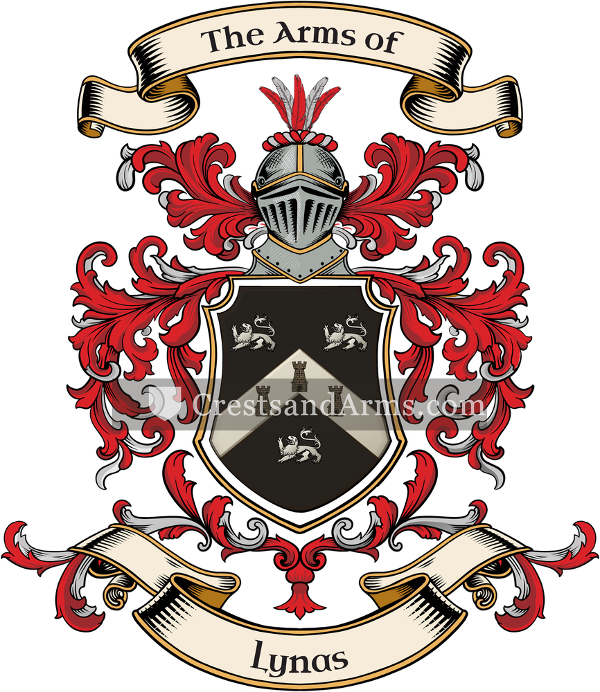 The Lynas coat of arms, drawn from the recorded blazon
