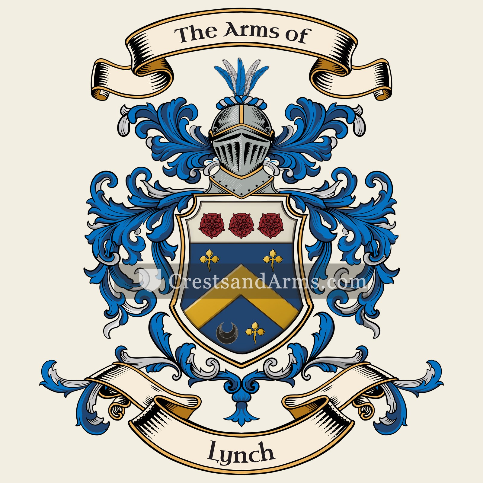 The Lynch coat of arms, drawn from the recorded blazon