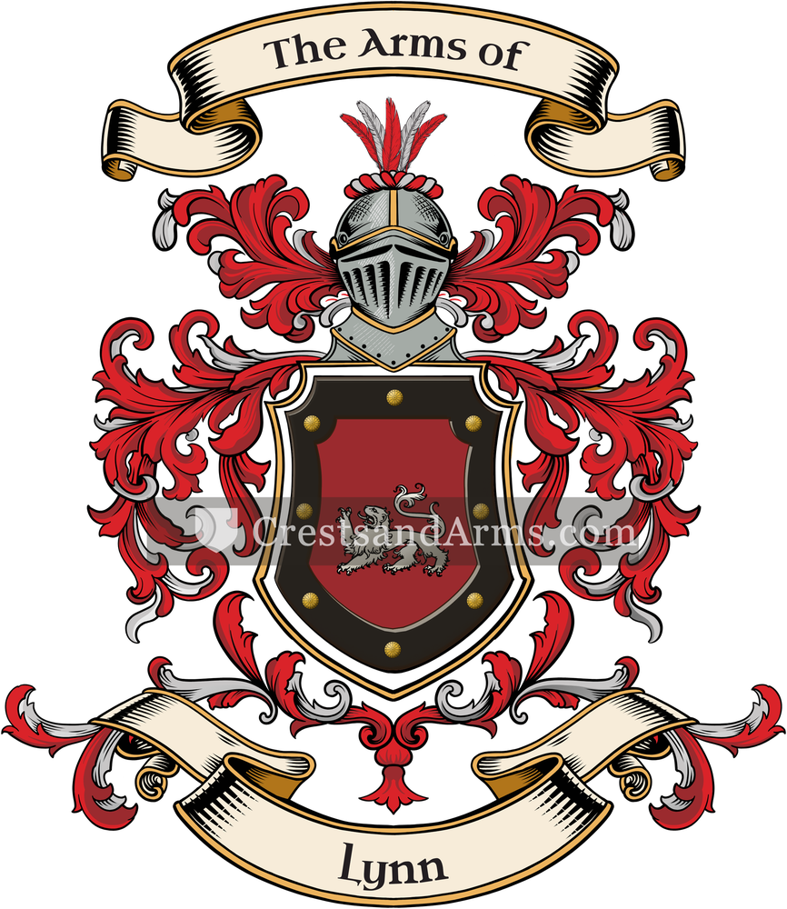 The Lynn coat of arms, drawn from the recorded blazon