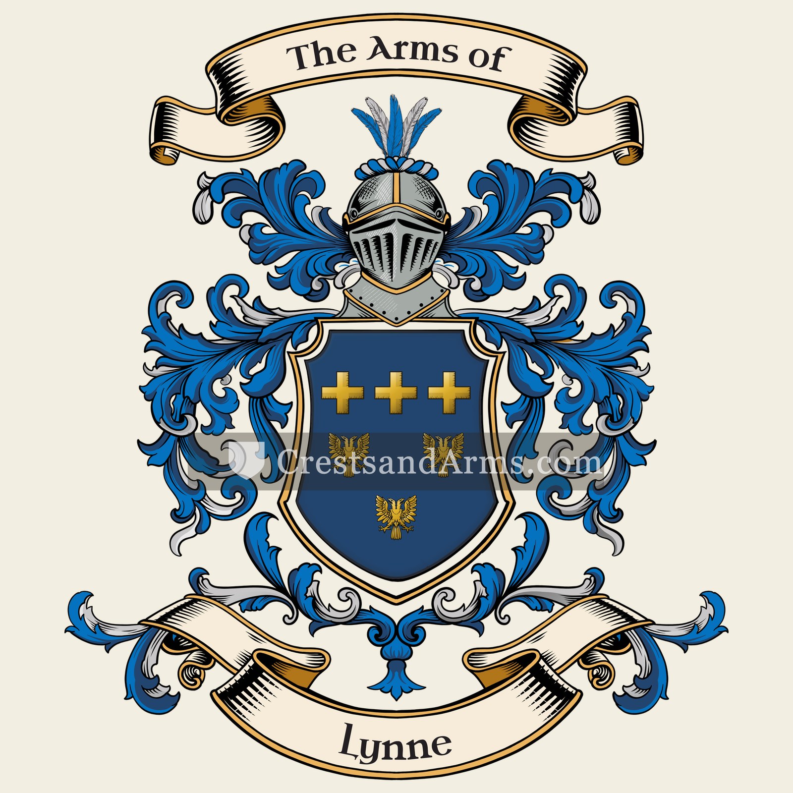 The Lynne coat of arms, drawn from the recorded blazon